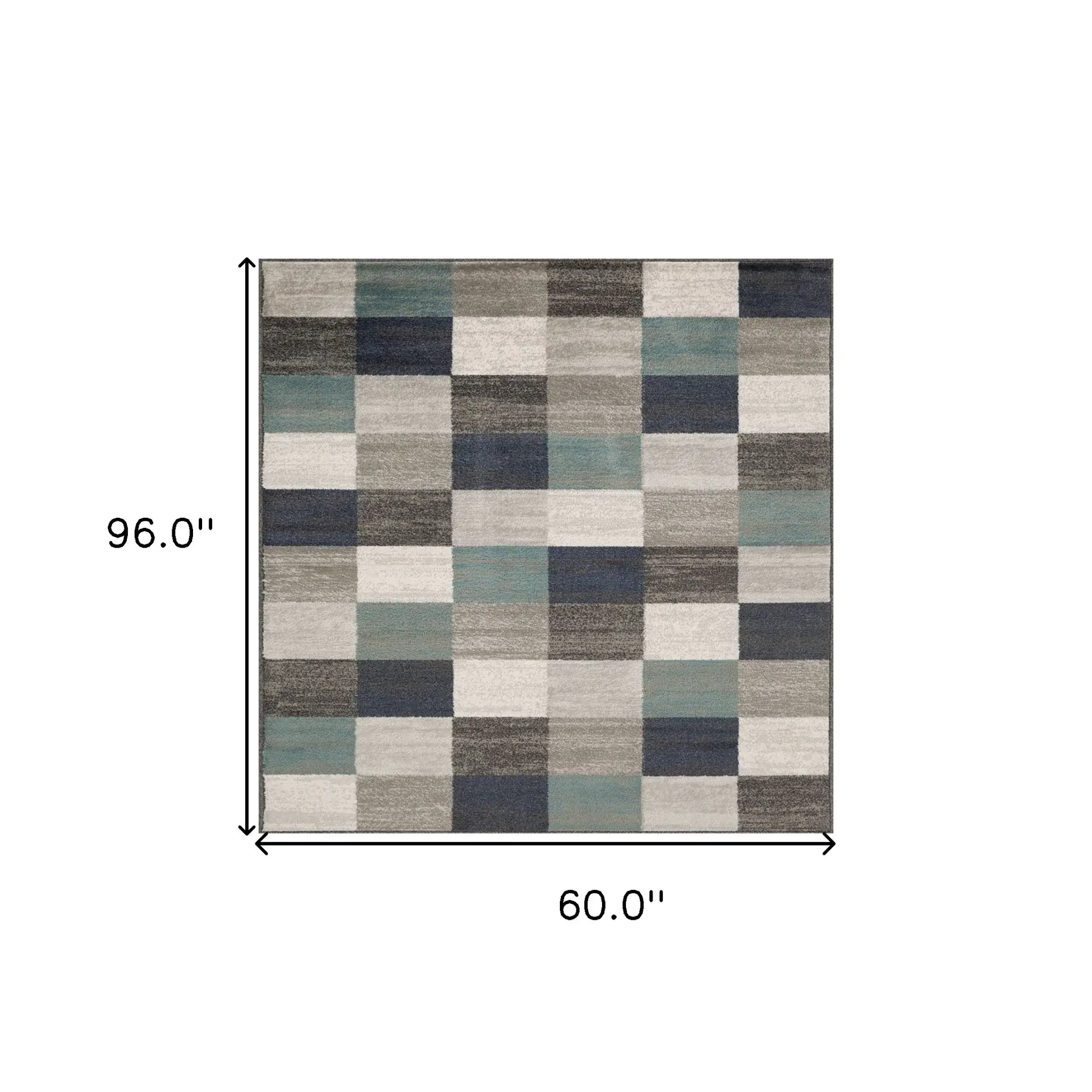 5' X 8' Teal And Gray Geometric Power Loom Stain Resistant Area Rug - Image 2