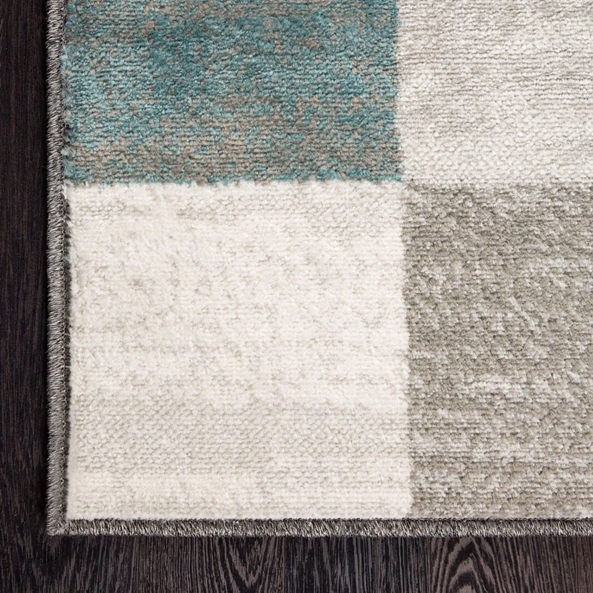 5' X 8' Teal And Gray Geometric Power Loom Stain Resistant Area Rug - Image 3