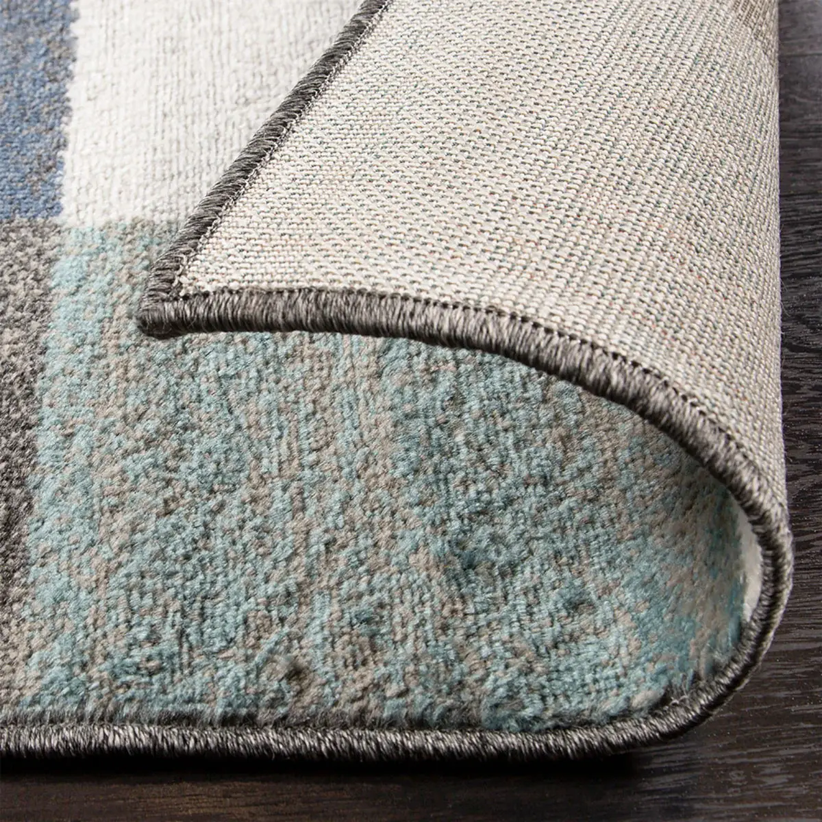 5' X 8' Teal And Gray Geometric Power Loom Stain Resistant Area Rug - Image 4