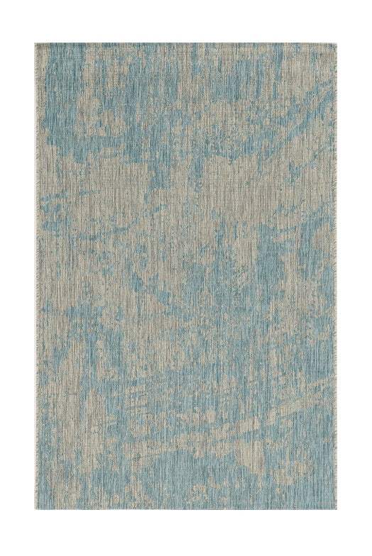 5' X 8' Teal Blue Abstract Indoor Outdoor Area Rug - Image 2