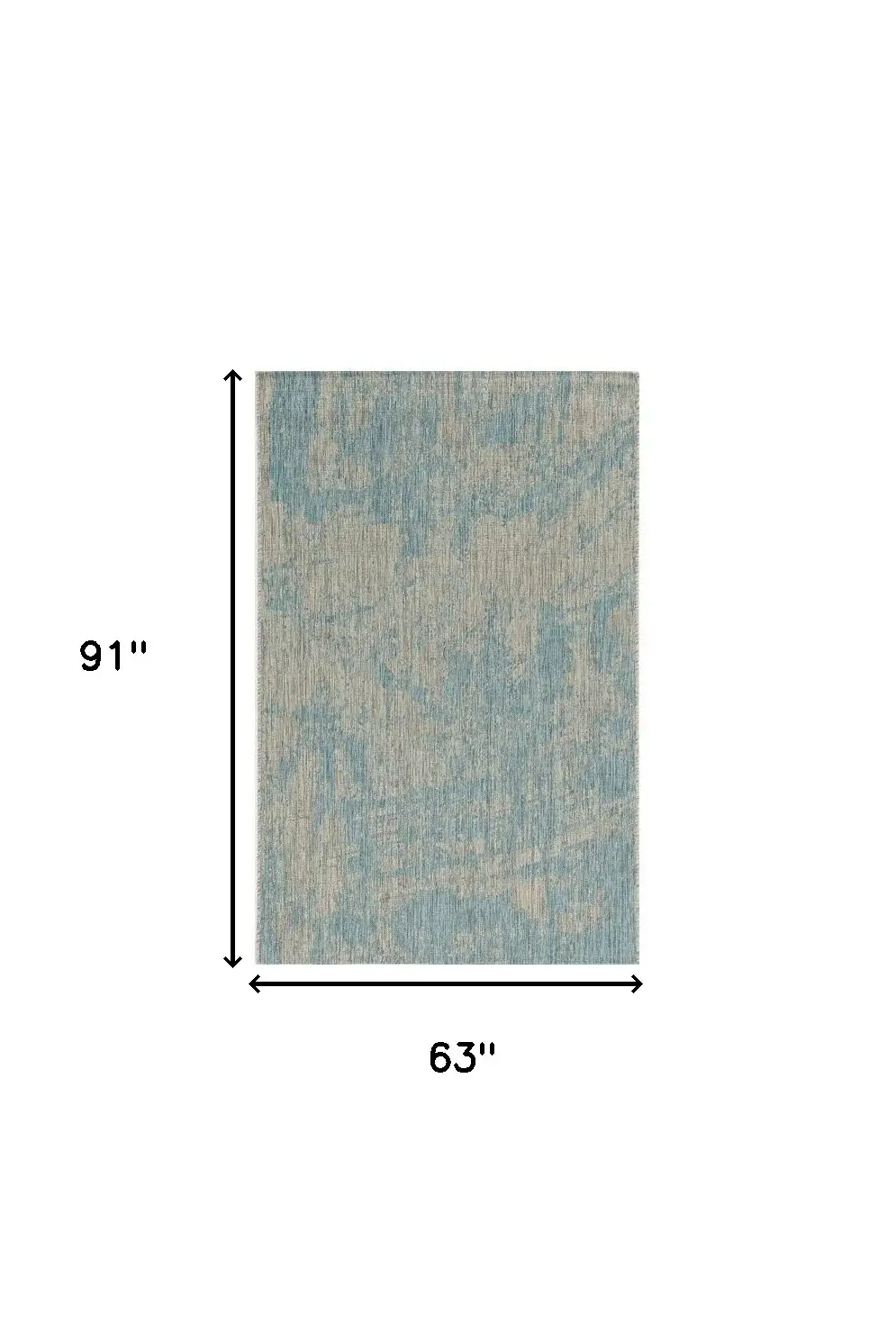 5' X 8' Teal Blue Abstract Indoor Outdoor Area Rug - Image 3