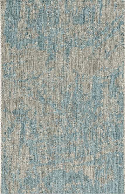 5' X 8' Teal Blue Abstract Indoor Outdoor Area Rug - Image 4
