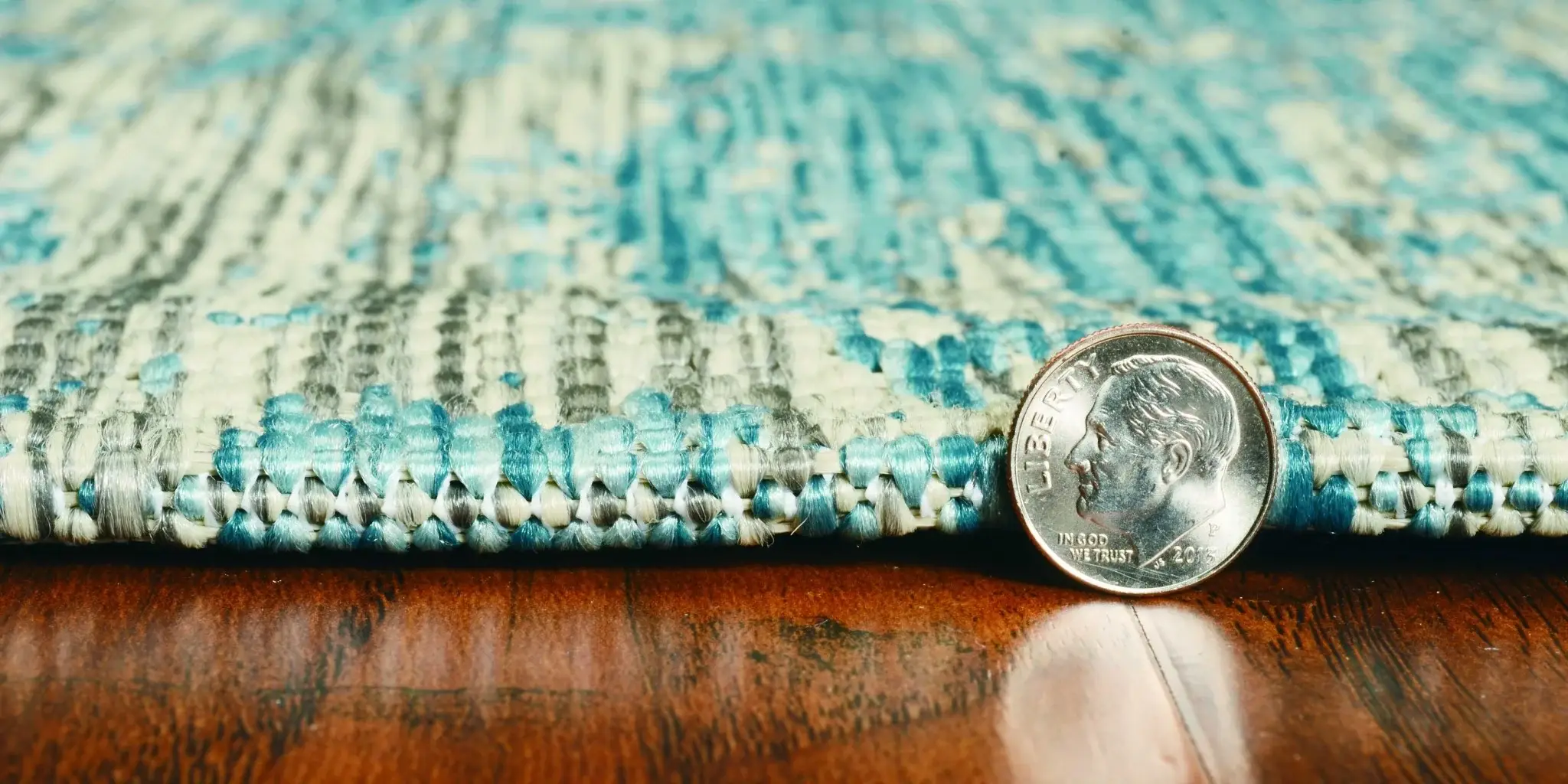 5' X 8' Teal Blue Abstract Indoor Outdoor Area Rug - Image 6