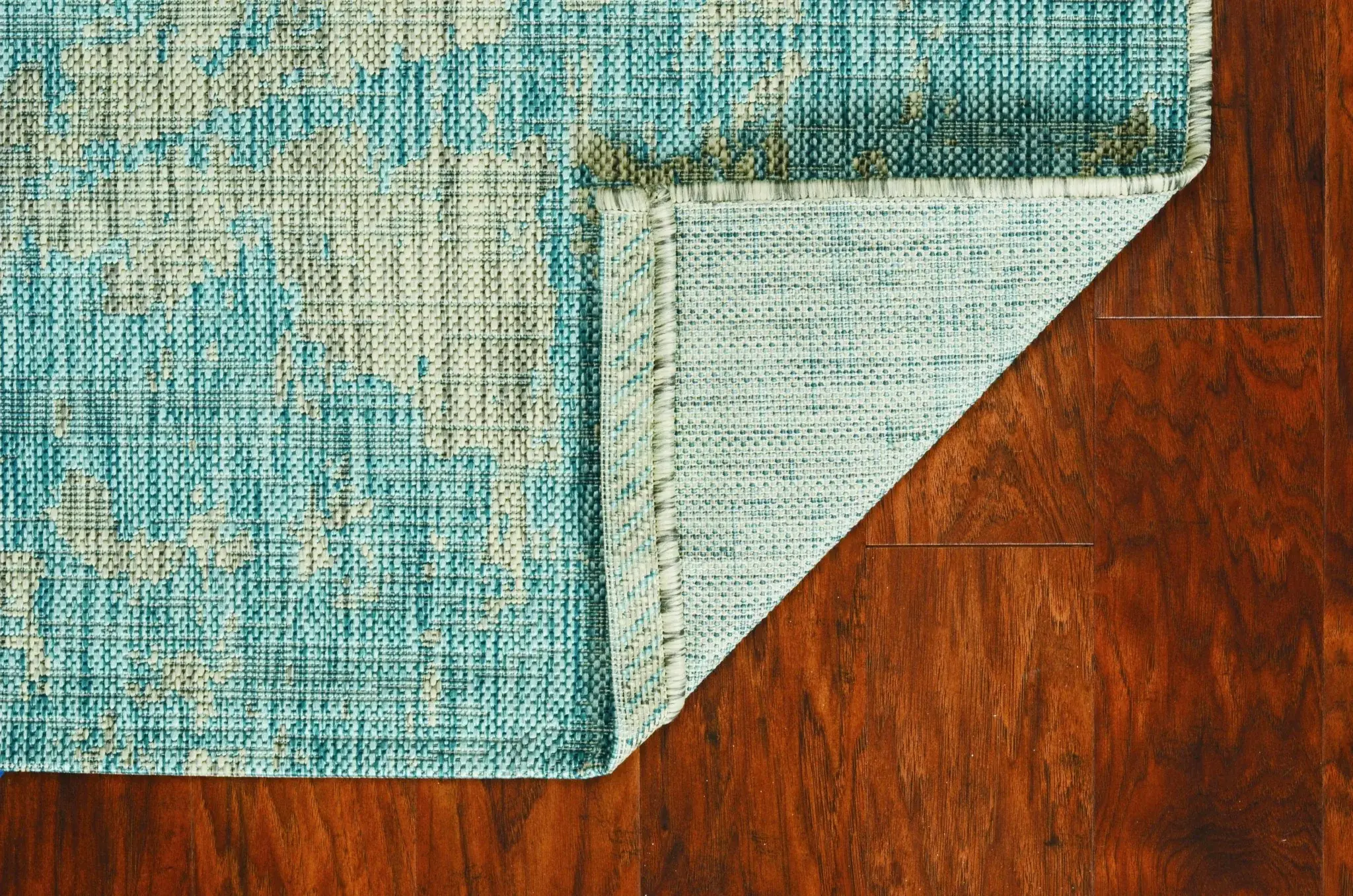 5' X 8' Teal Blue Abstract Indoor Outdoor Area Rug - Image 7