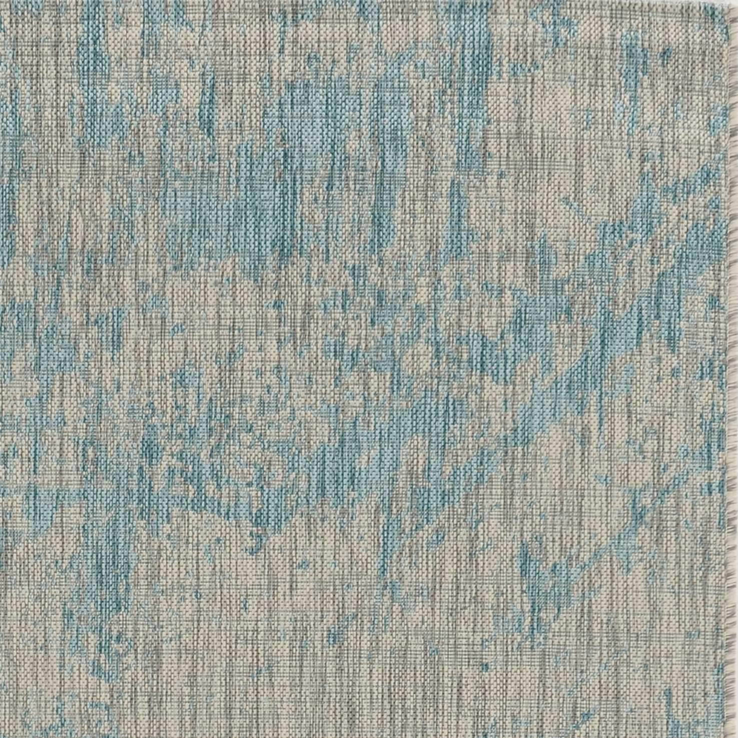 5' X 8' Teal Blue Abstract Indoor Outdoor Area Rug - Image 8