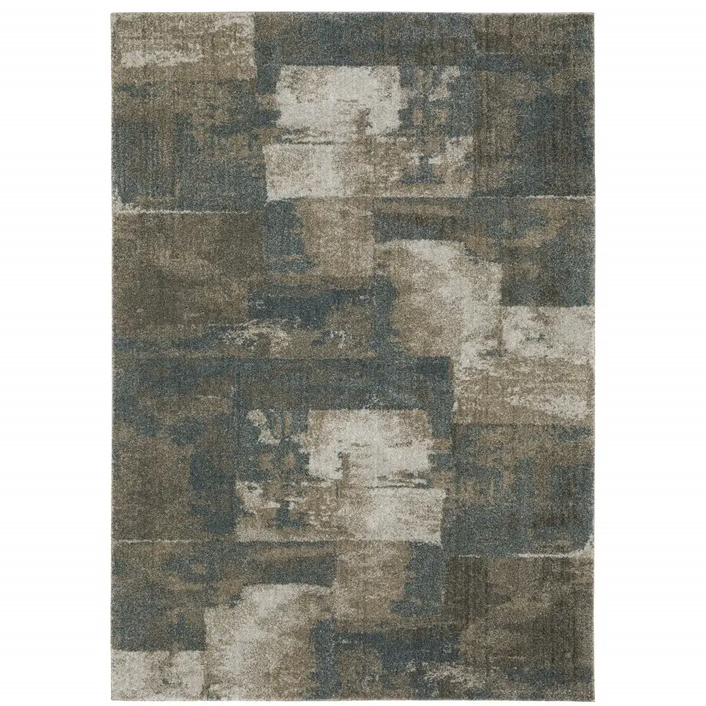5' X 8' Teal Blue Geometric Power Loom Area Rug - Image 2