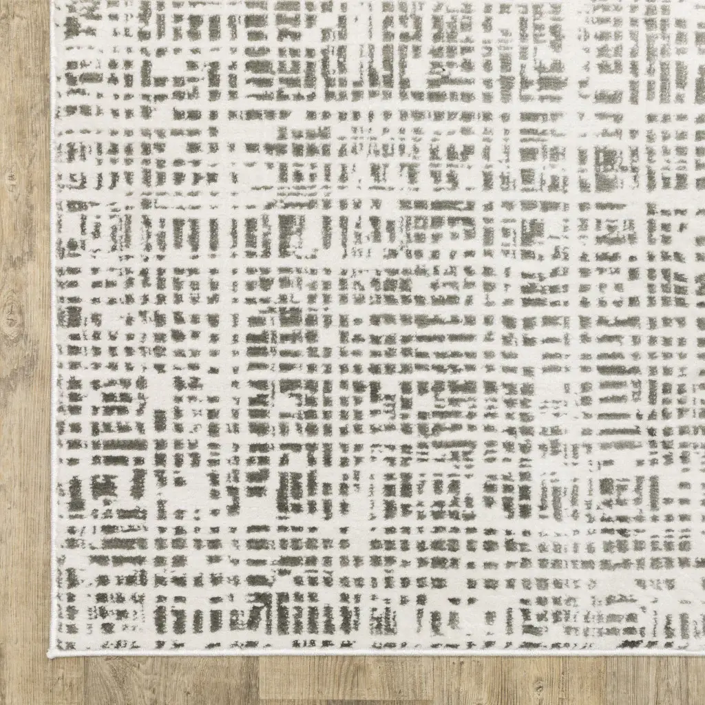 5' X 8' White And Grey Abstract Power Loom Stain Resistant Area Rug - Image 4