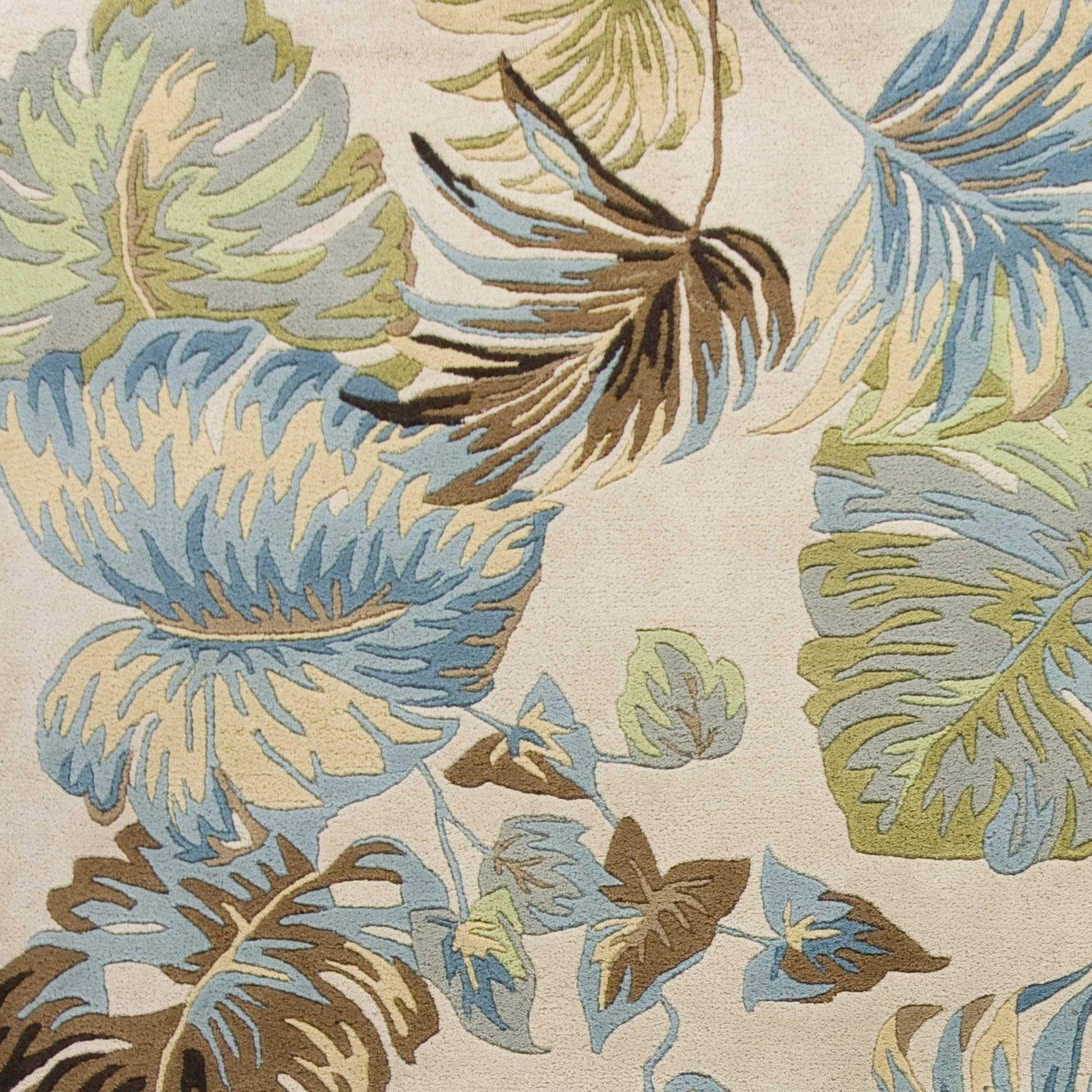 5' X 8'  Wool Ivory Or Blue Area Rug - Image 3