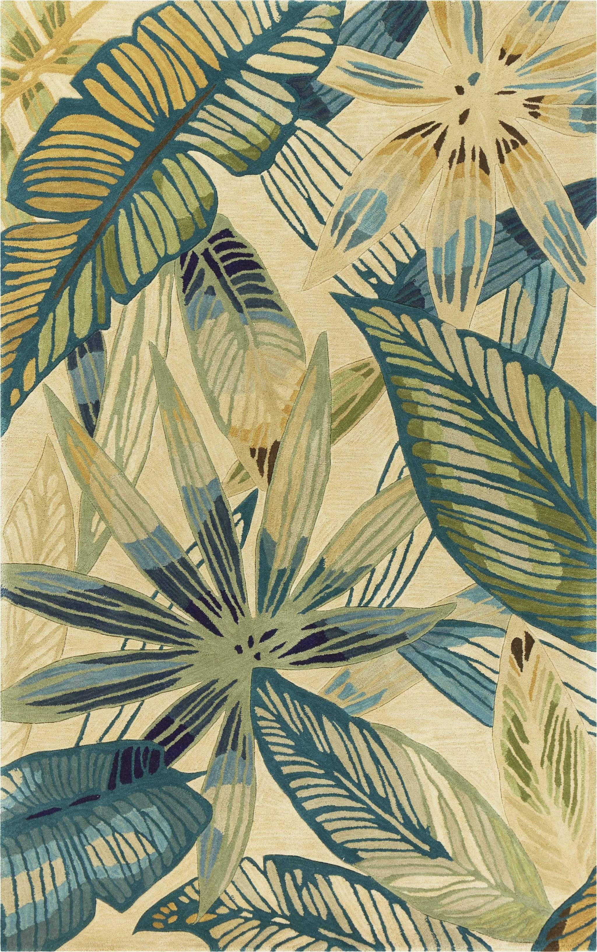 5' X 8'  Wool Ivory Or Teal Area Rug - Image 3