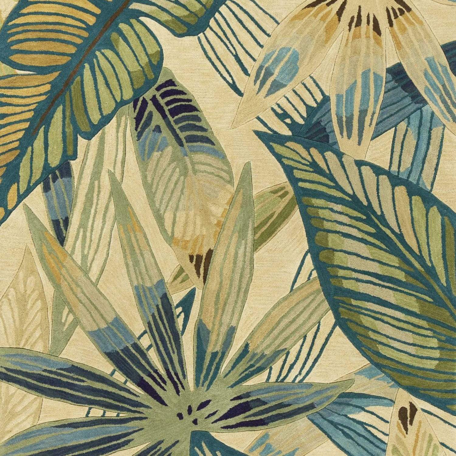 5' X 8'  Wool Ivory Or Teal Area Rug - Image 4
