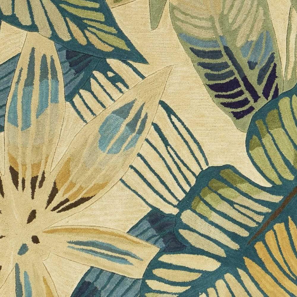 5' X 8'  Wool Ivory Or Teal Area Rug - Image 5