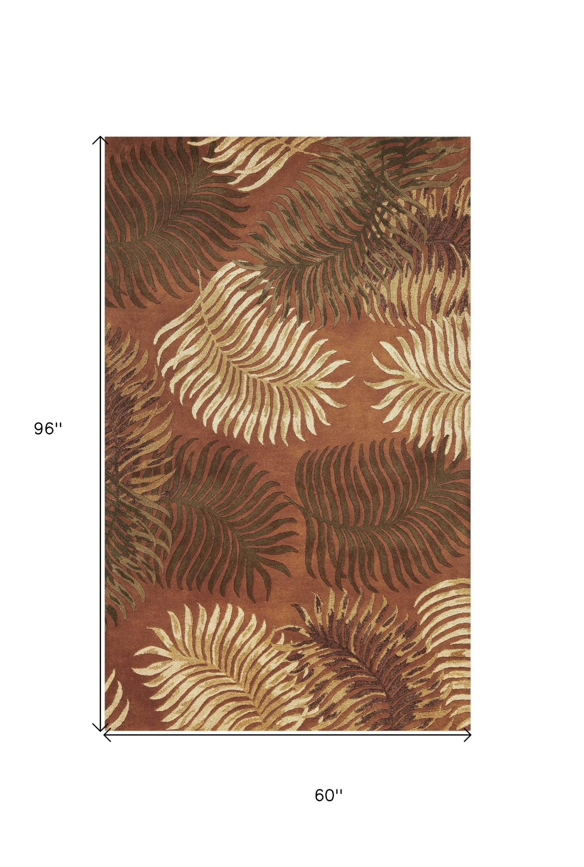 5' X 8'  Wool Rust Area Rug - Image 3