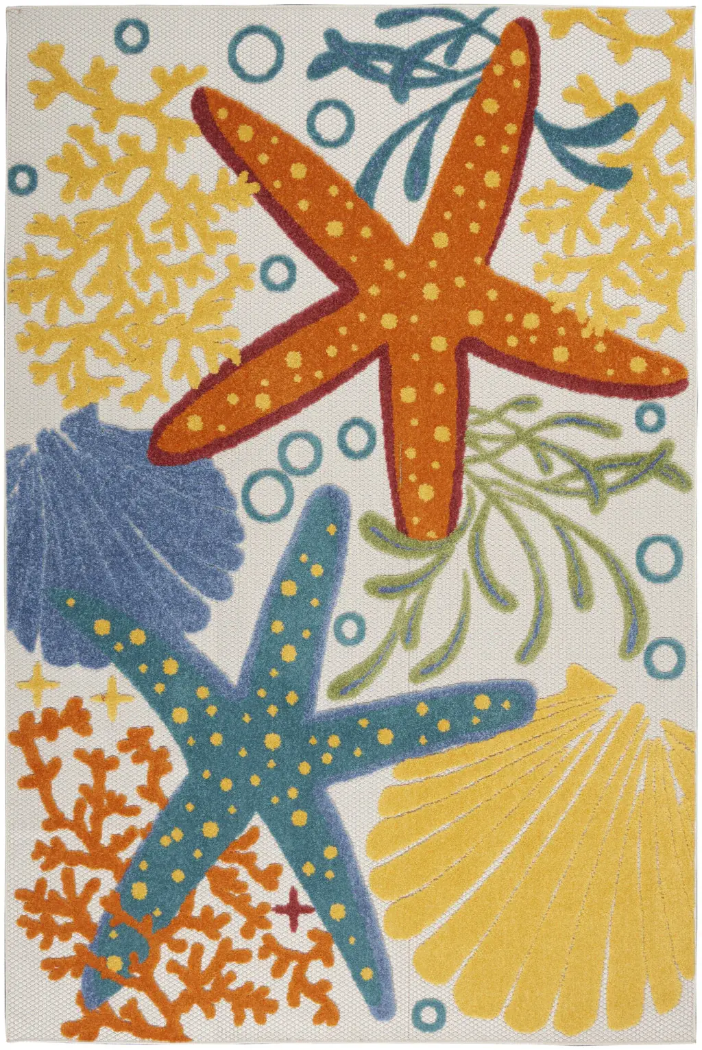 5' X 8' Yellow And Ivory Indoor Outdoor Area Rug - Image 2