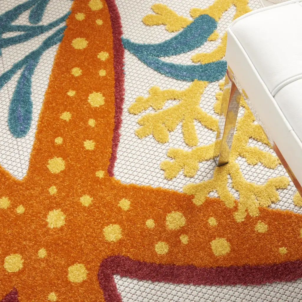 5' X 8' Yellow And Ivory Indoor Outdoor Area Rug - Image 9