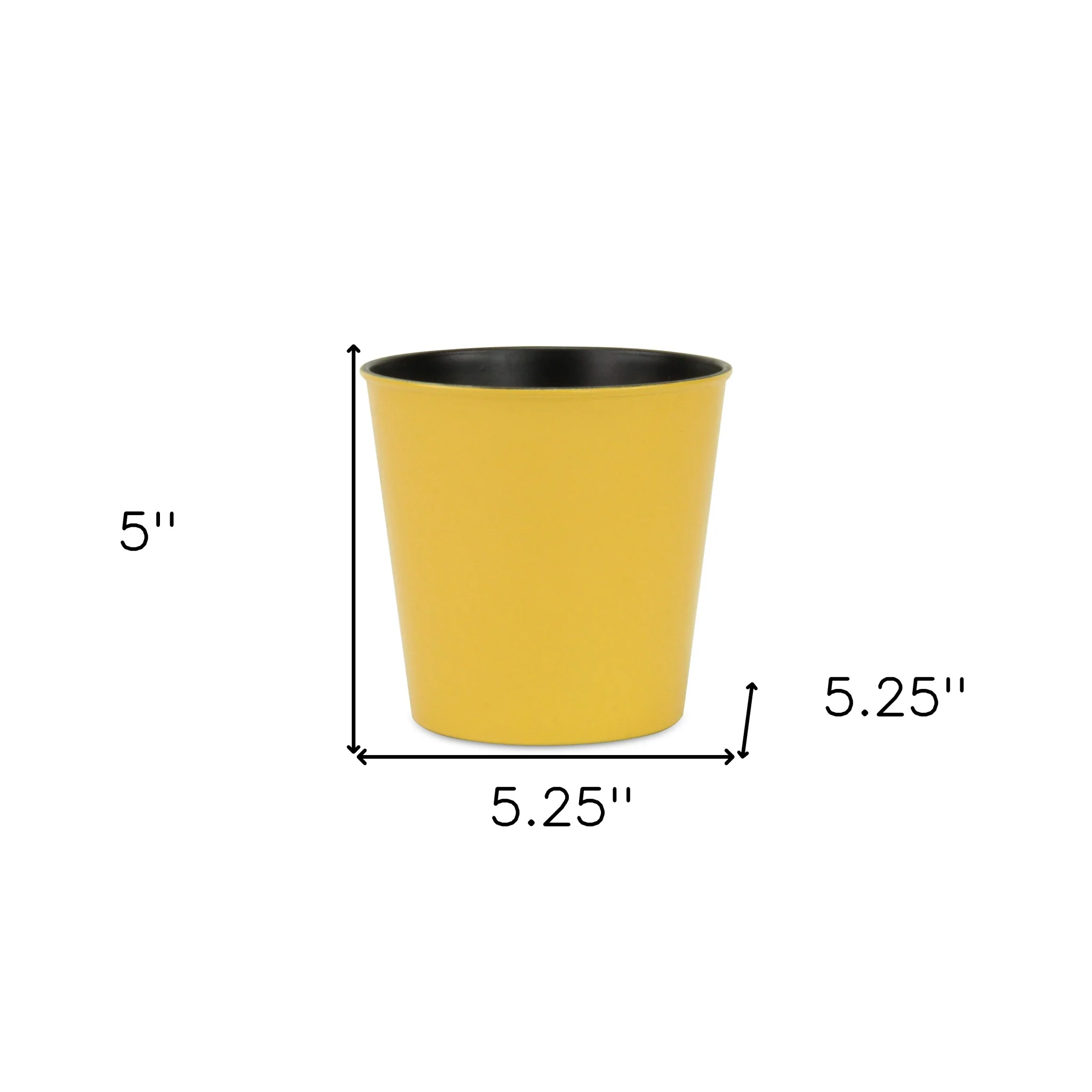 5" Yellow Recycled Plastic Indoor Outdoor Round Nursery Pot - Image 5