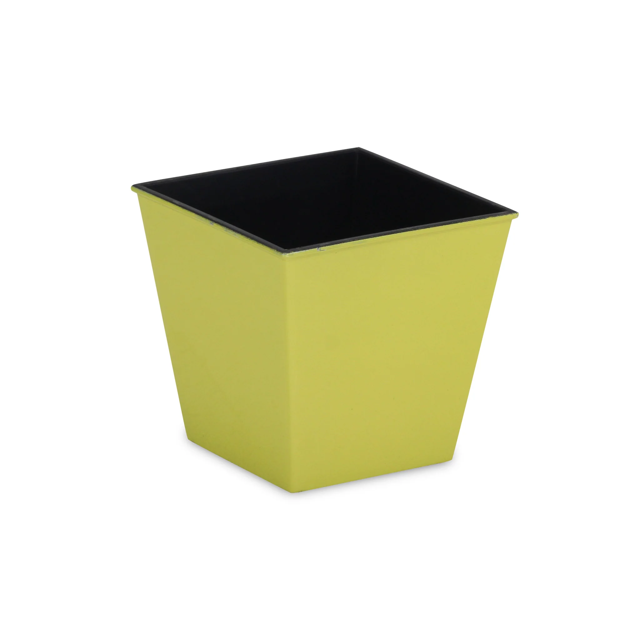 5" Yellow Recycled Plastic Indoor Outdoor Square Pot Planter - Image 4