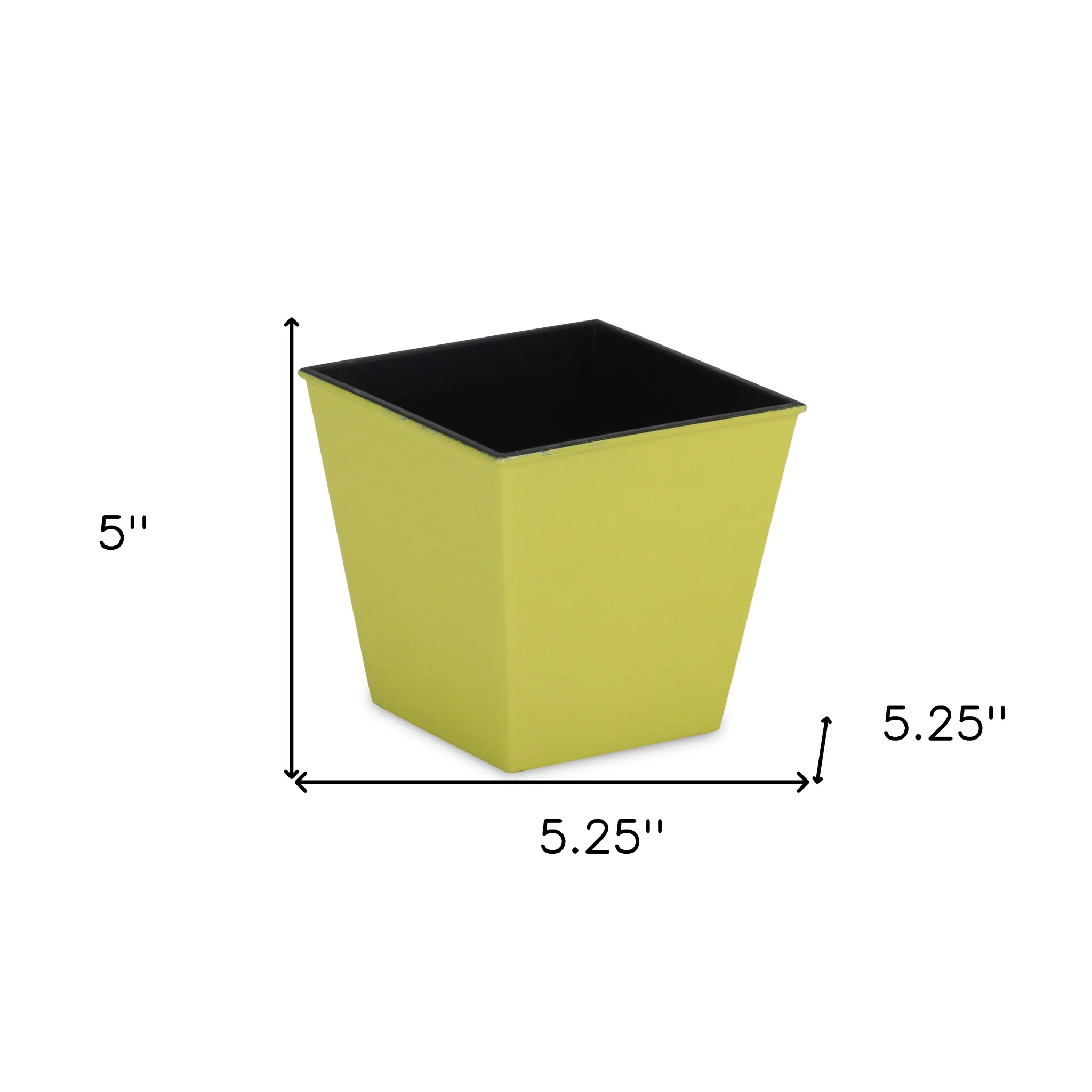 5" Yellow Recycled Plastic Indoor Outdoor Square Pot Planter - Image 5