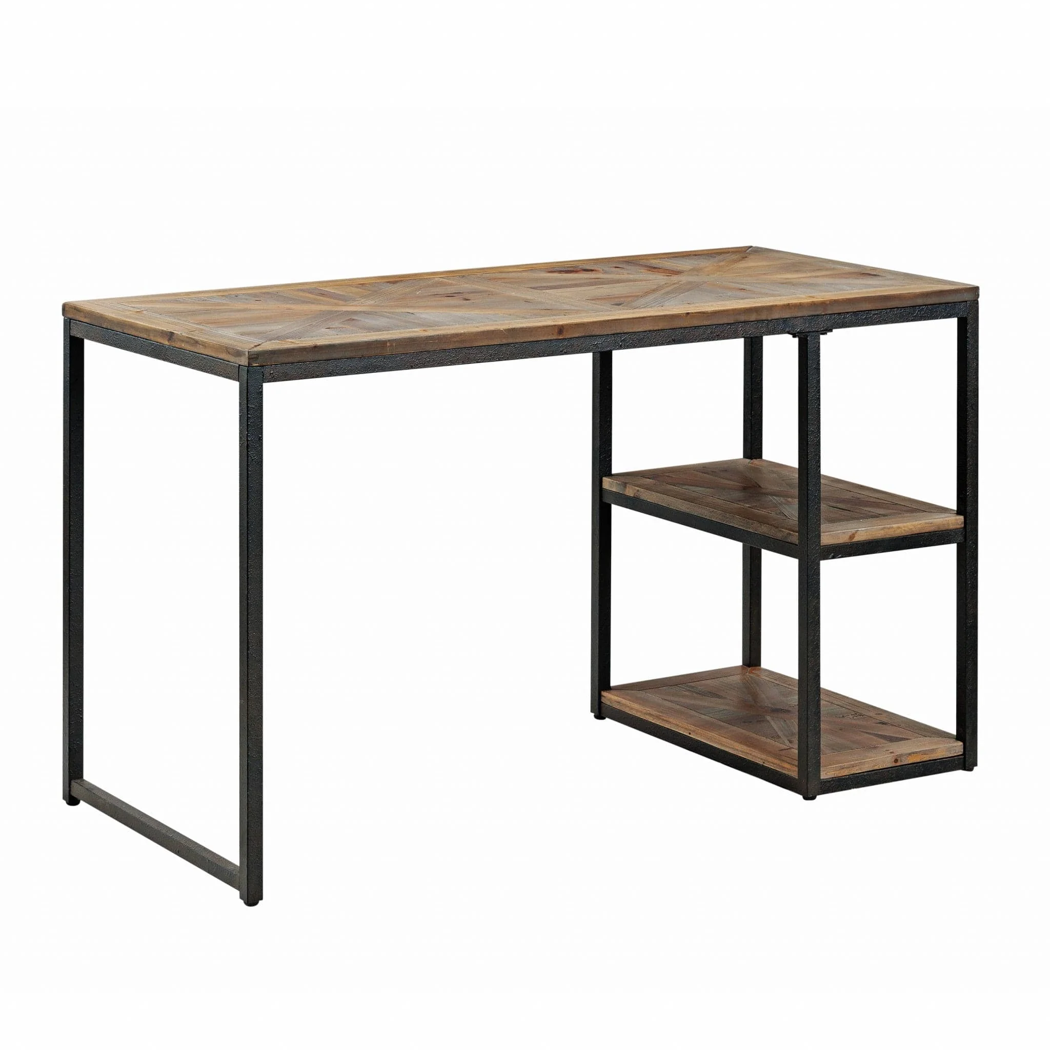 50" Brown and Black Reclaimed Wood Writing Desk - Image 4