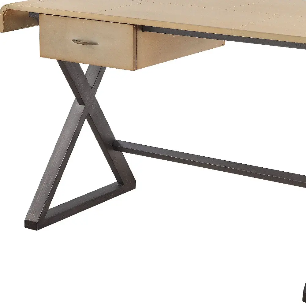 50" Gold and Black Aluminum Writing Desk - Image 3