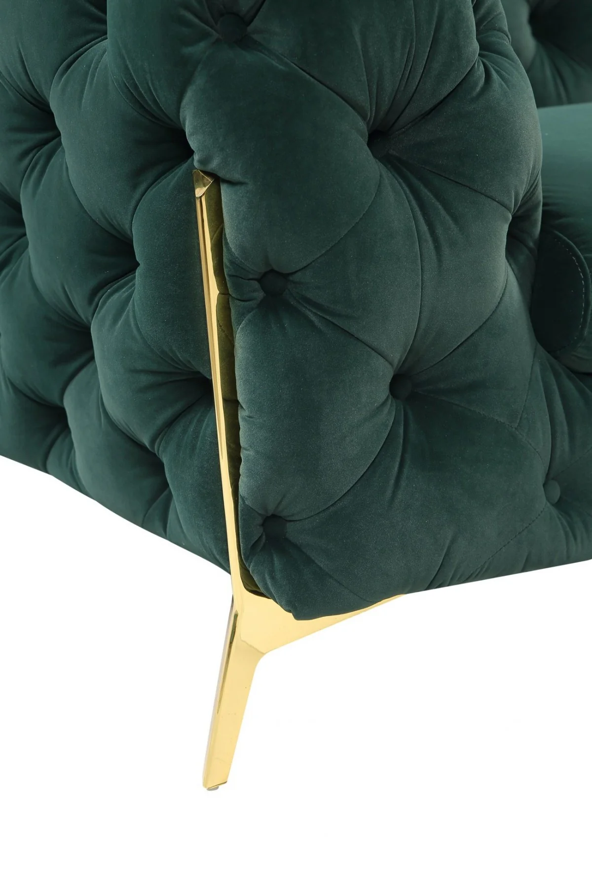50" Green And Gold Velvet Tufted Club Chair - Image 5