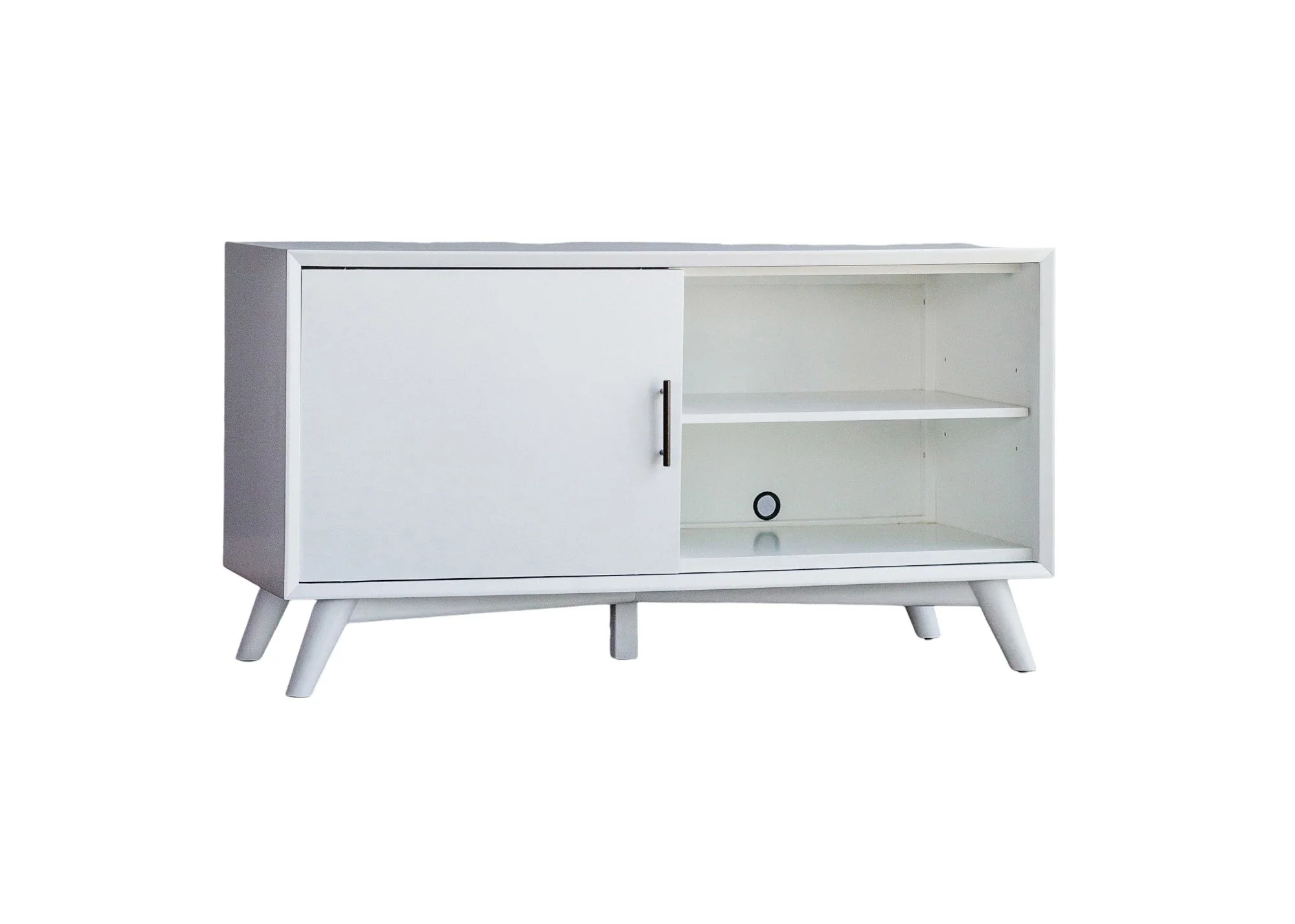 50" White Solid Wood Cabinet Enclosed Storage TV Stand - Image 3