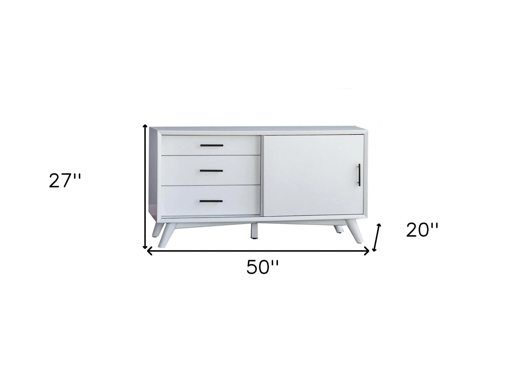 50" White Solid Wood Cabinet Enclosed Storage TV Stand - Image 6