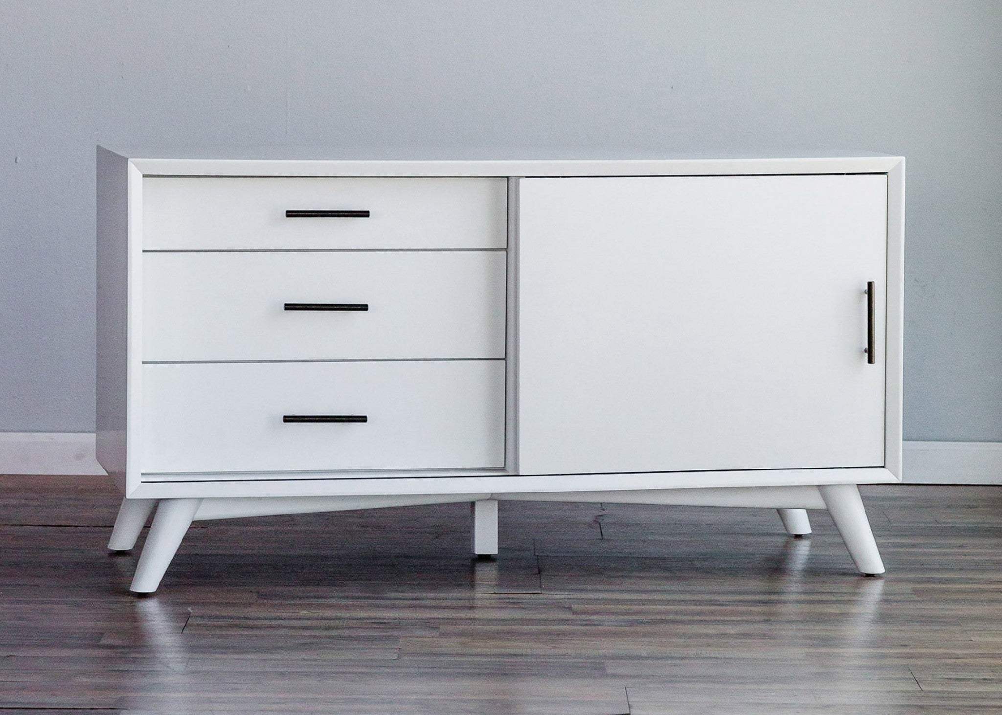 50" White Solid Wood Cabinet Enclosed Storage TV Stand - Image 7