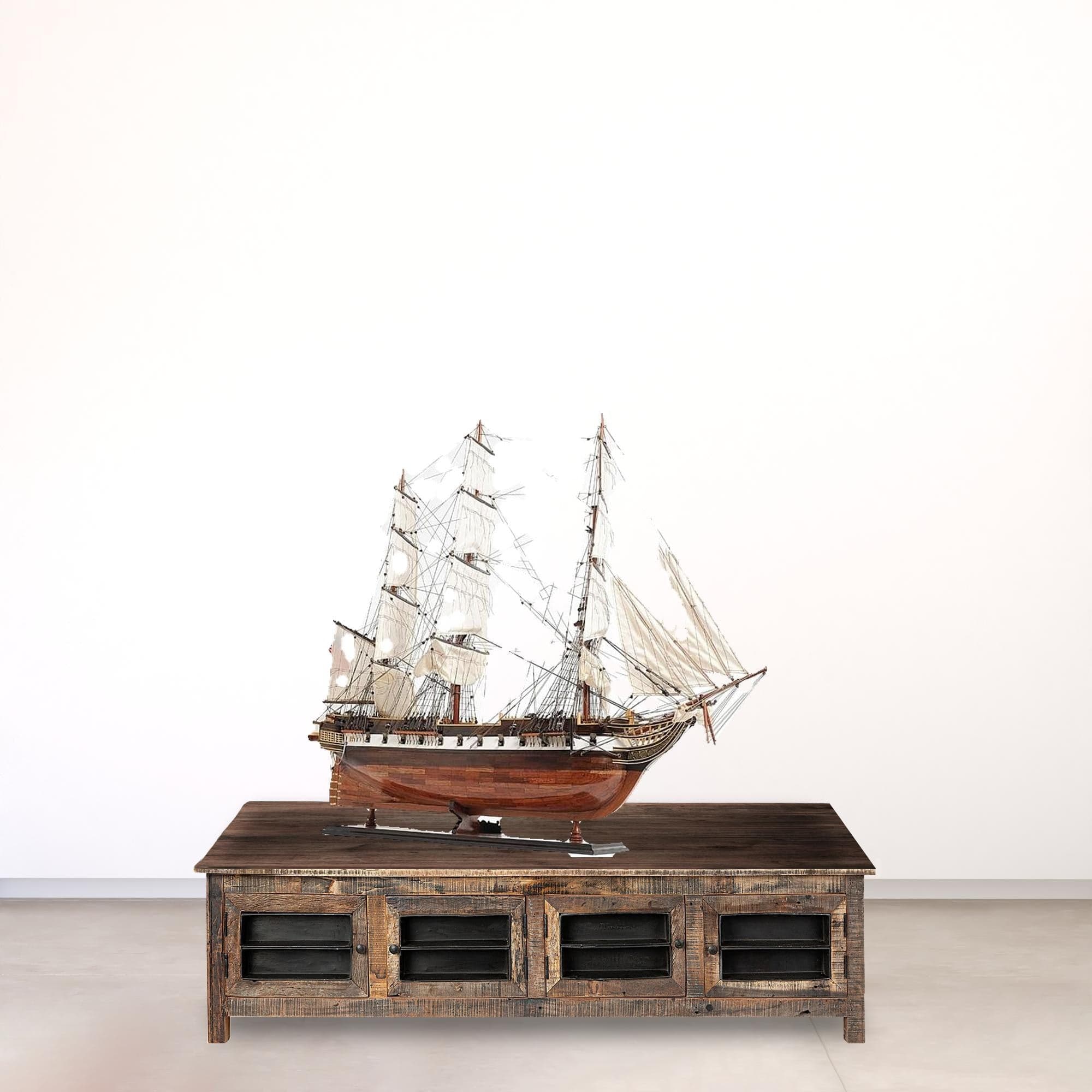50" Wood Brown Hand Painted Sculpture - Image 3