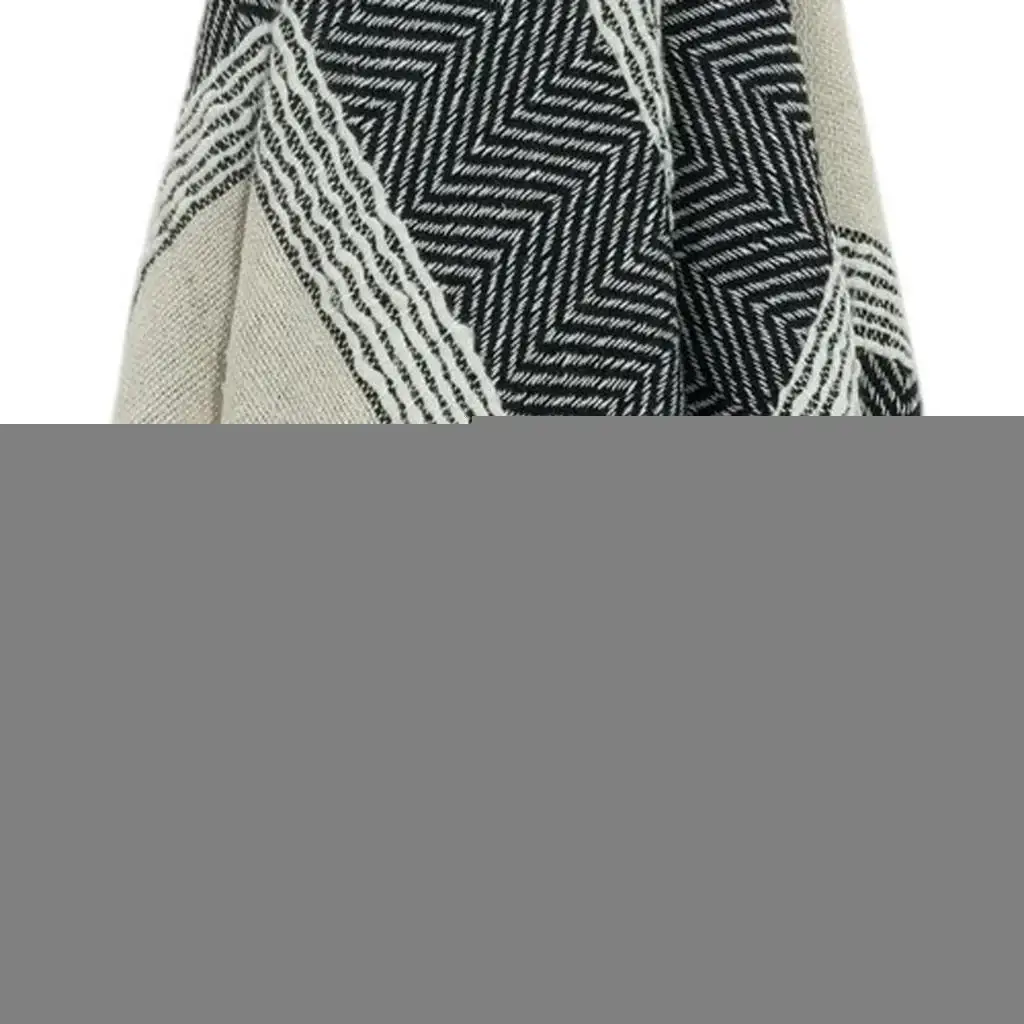 50" X 60" Black Cotton Woven Striped Throw Blanket with Fringe - Image 3