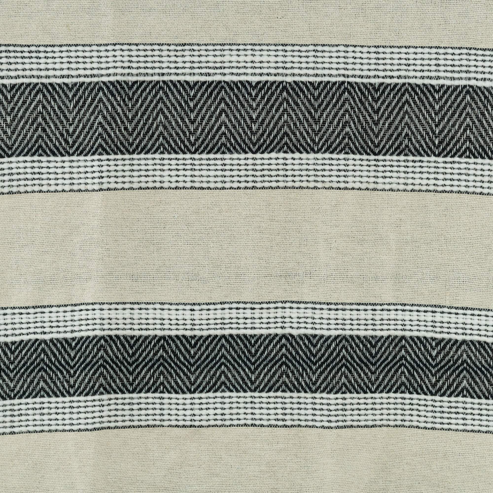 50" X 60" Black Cotton Woven Striped Throw Blanket with Fringe - Image 5