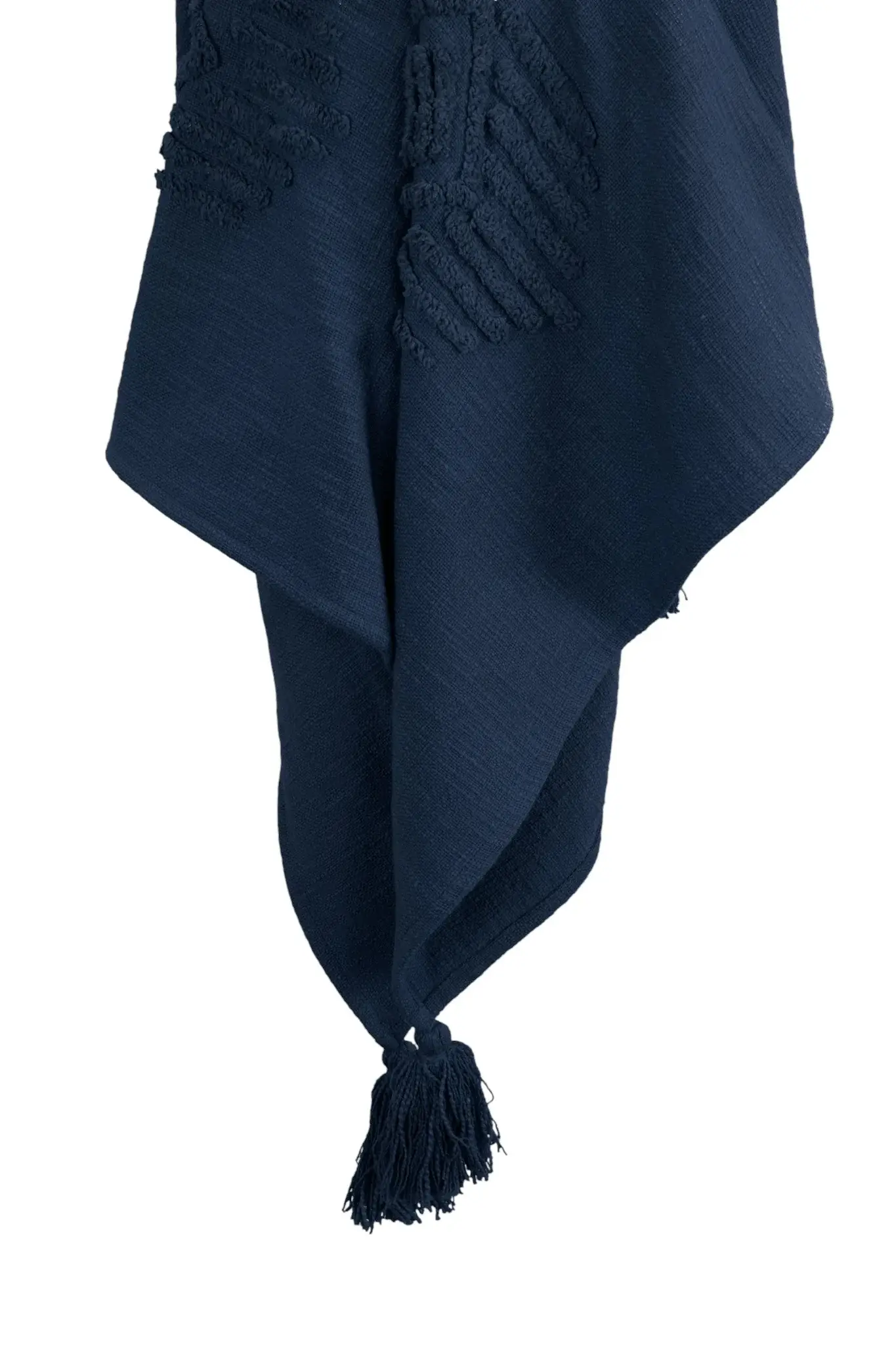 50" X 60" Blue Cotton Woven Ikat Throw Blanket with Tassels - Image 3