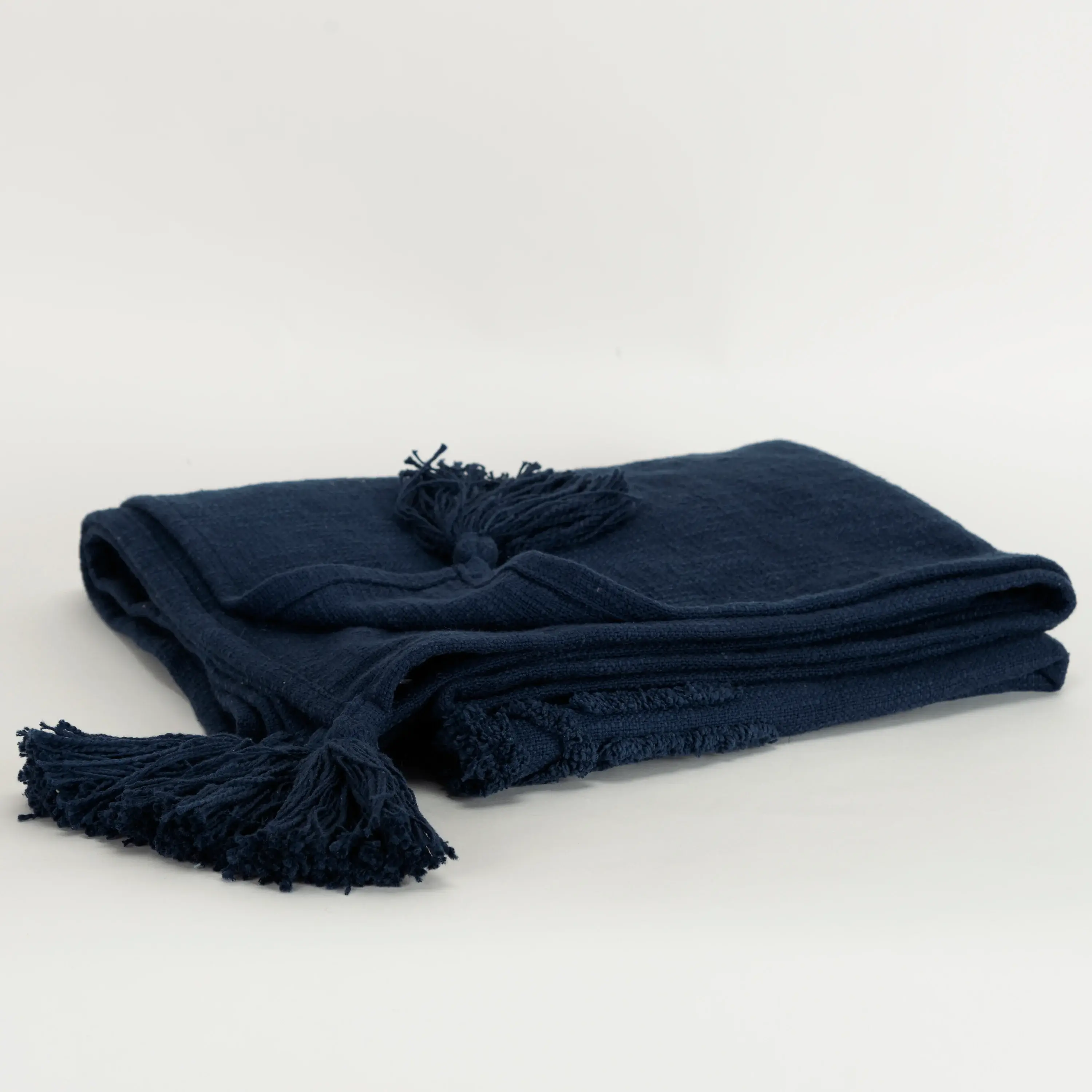 50" X 60" Blue Cotton Woven Ikat Throw Blanket with Tassels - Image 5