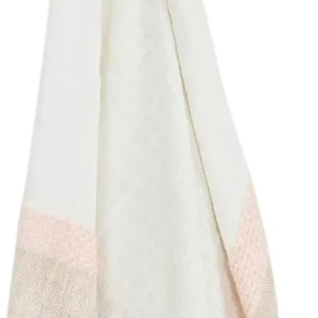 50" X 60" Blush Cotton Woven Color Block Throw Blanket with Fringe - Image 4