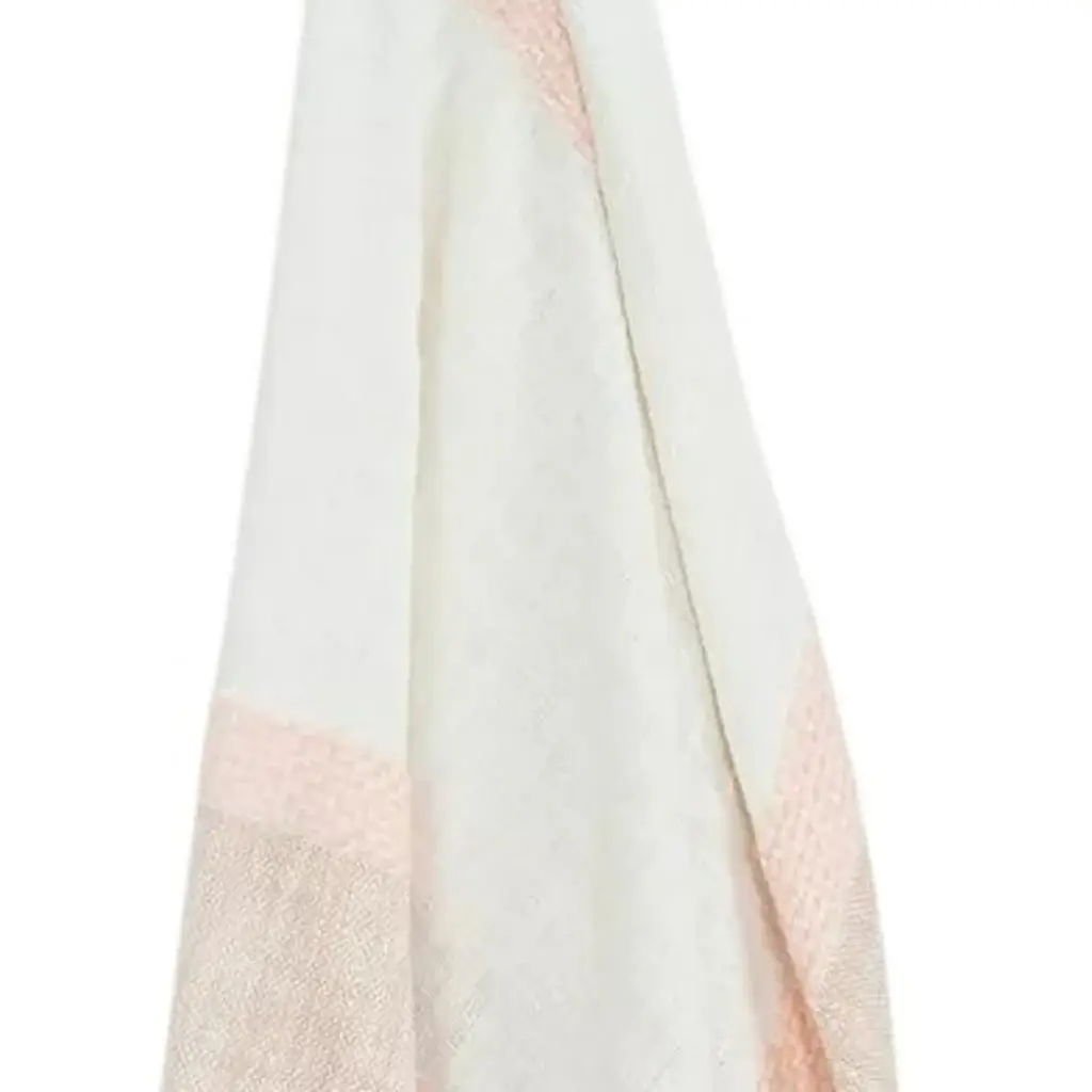 50" X 60" Blush Cotton Woven Color Block Throw Blanket with Fringe - Image 5
