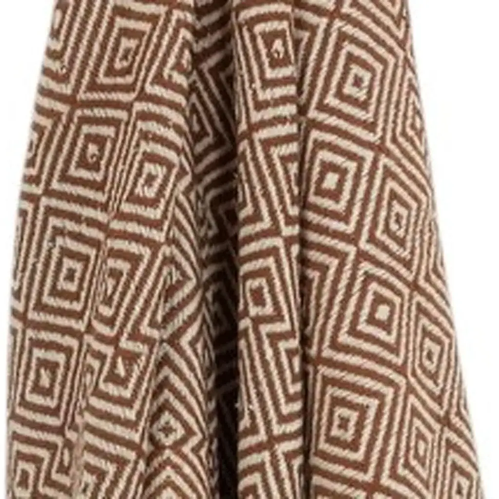 50" X 60" Brown Cotton Woven Geometric Throw Blanket with Fringe - Image 3