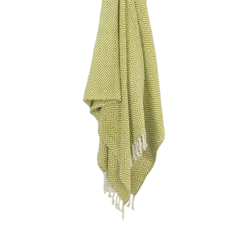 50" X 60" Citrine And Ivory Geometric Cotton Throw Blanket with Fringe - Image 3