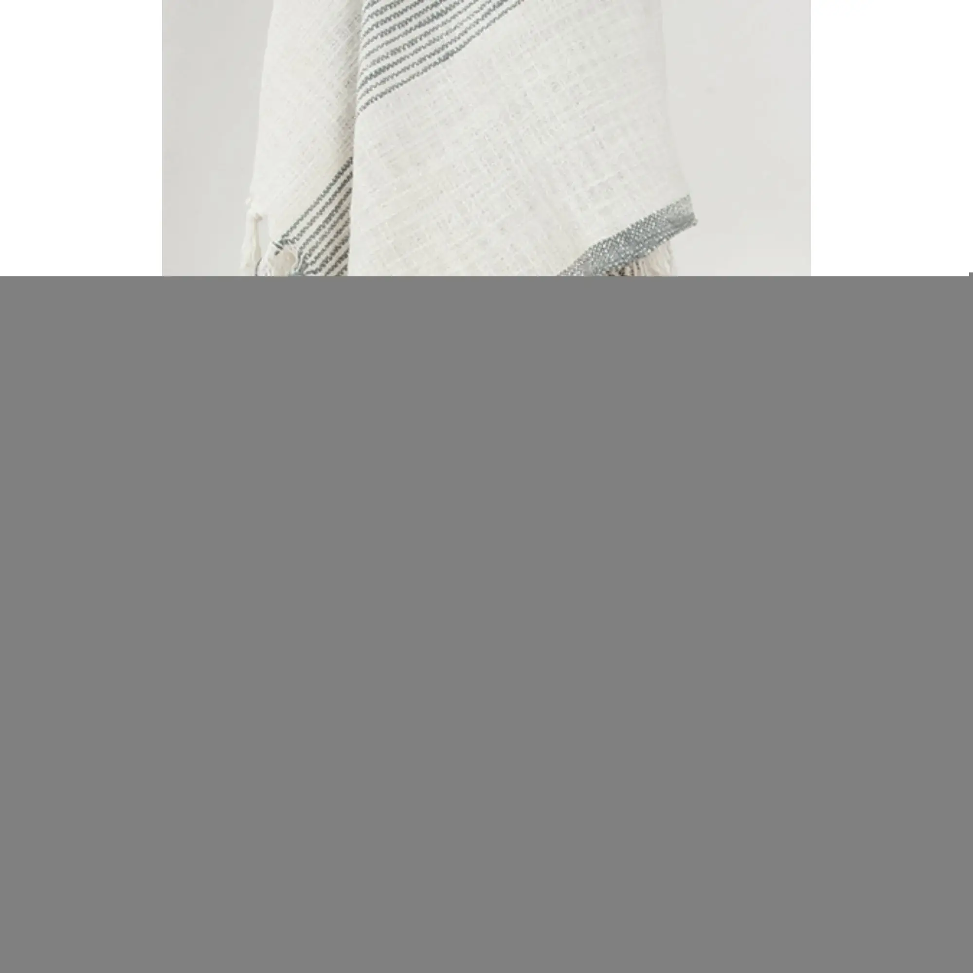 50" X 60" Gray And Ivory Cotton Woven Striped Throw Blanket with Fringe - Image 5