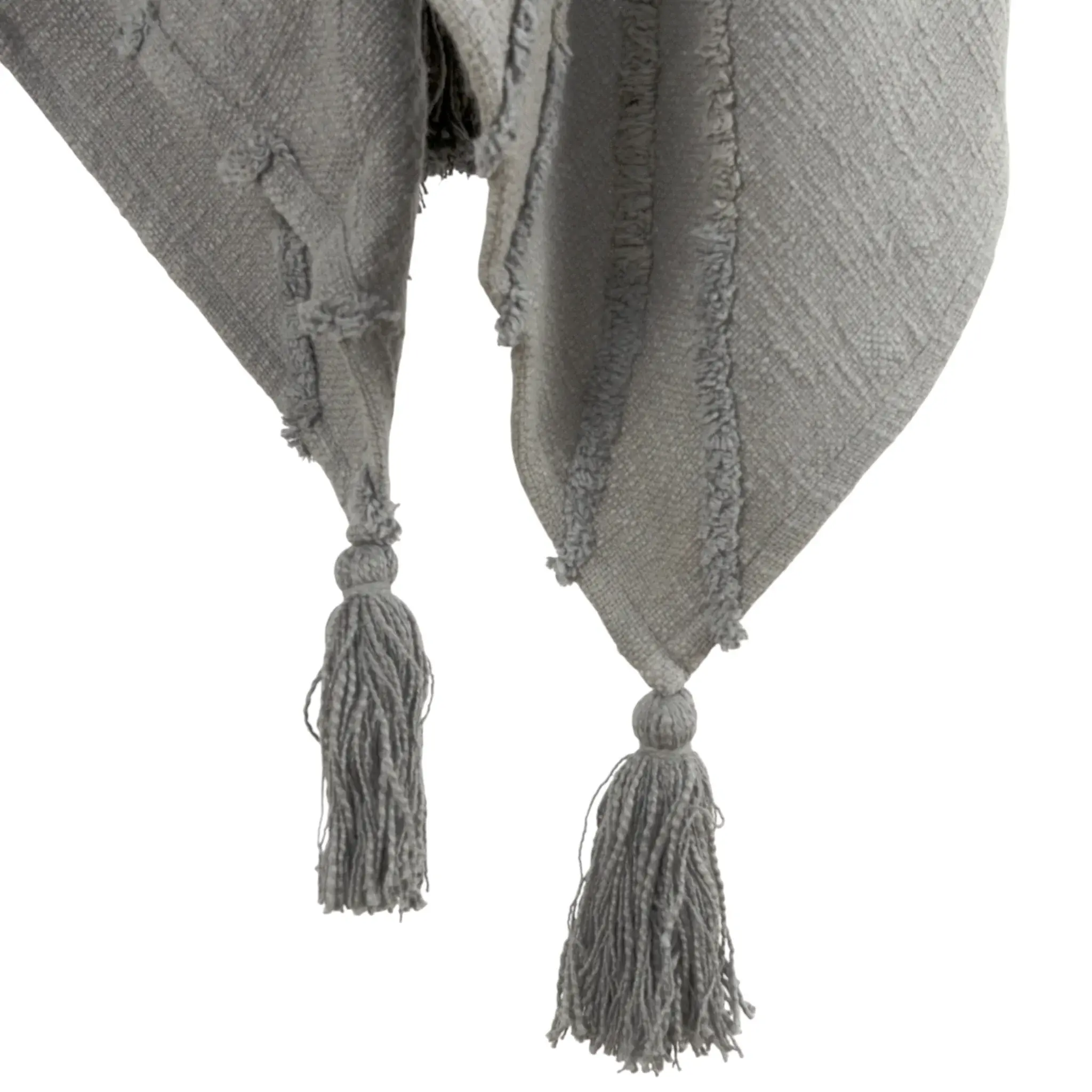 50" X 60" Gray Cotton Woven Geometric Throw Blanket with Tassels - Image 4