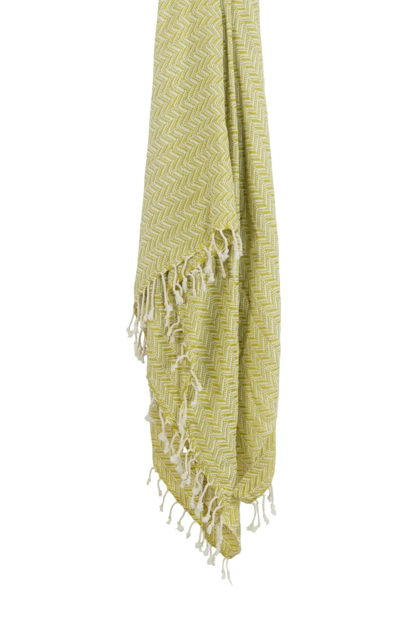 50" X 60" Green Cotton Woven Chevron Throw Blanket with Fringe - Image 4