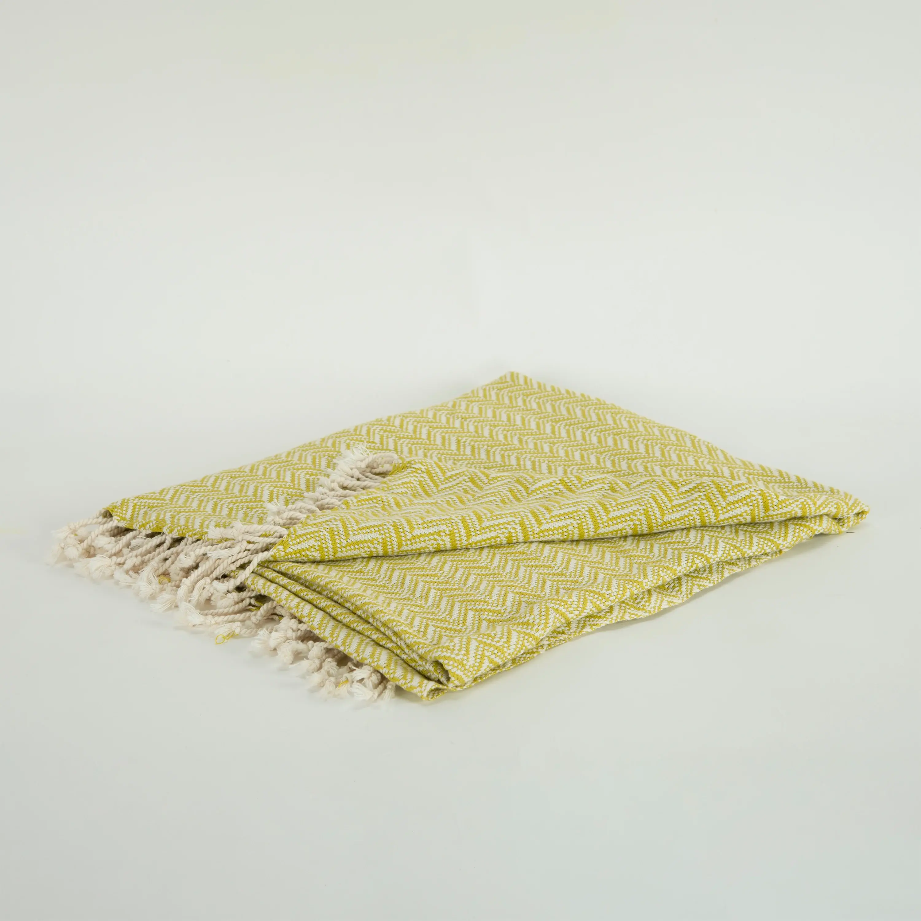 50" X 60" Green Cotton Woven Chevron Throw Blanket with Fringe - Image 5