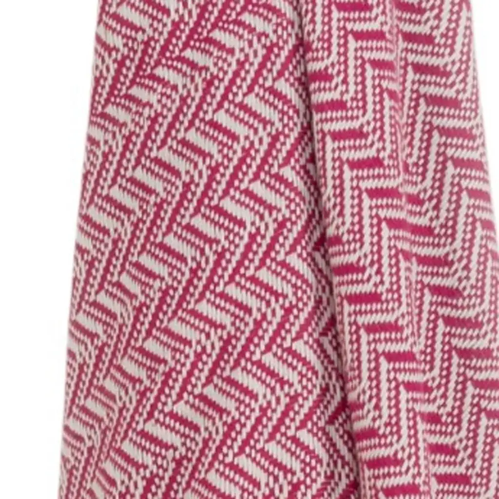 50" X 60" Hot Pink Cotton Woven Chevron Throw Blanket with Fringe - Image 4