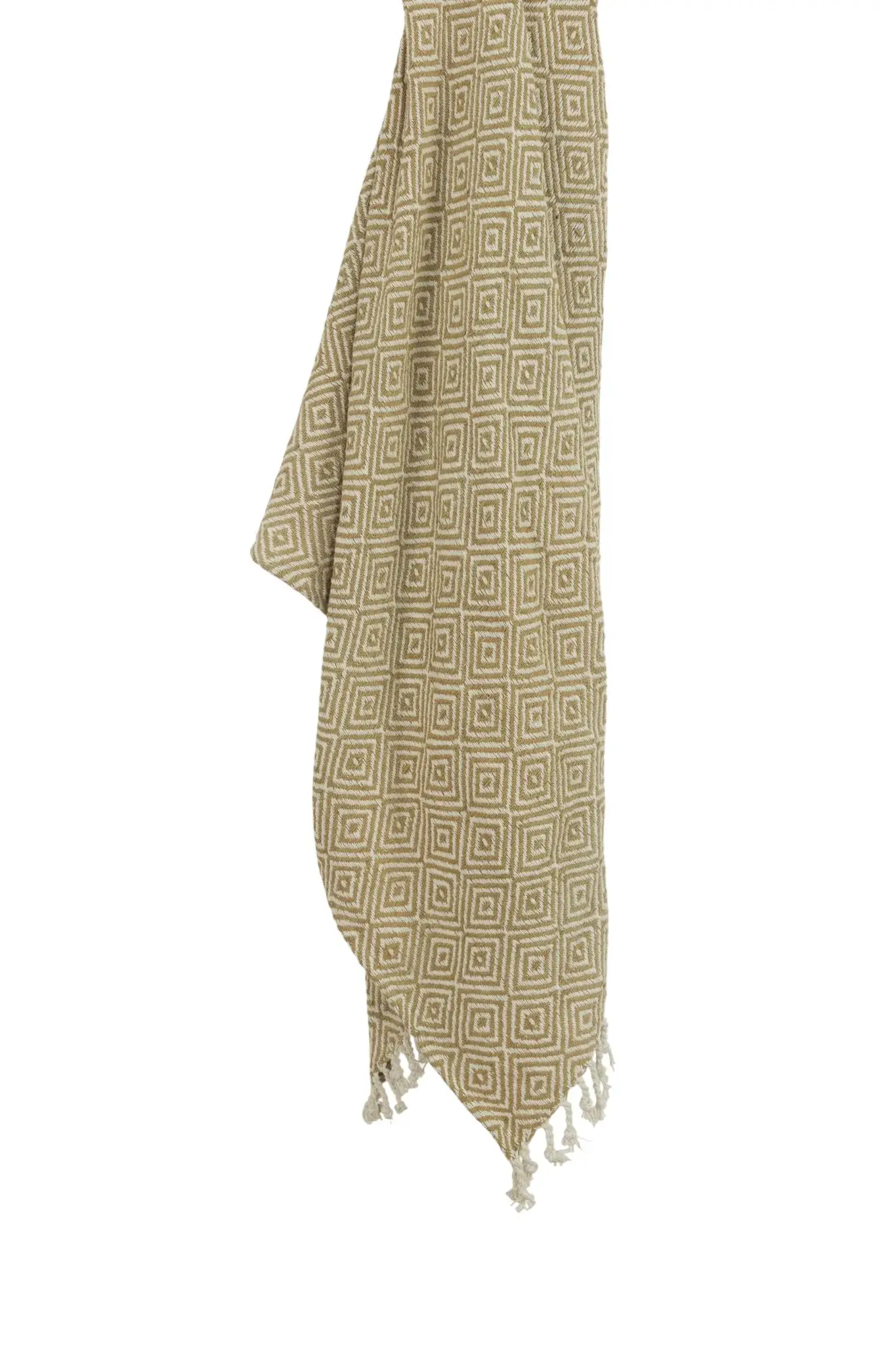 50" X 60" Natural Cotton Woven Geometric Throw Blanket with Fringe - Image 3