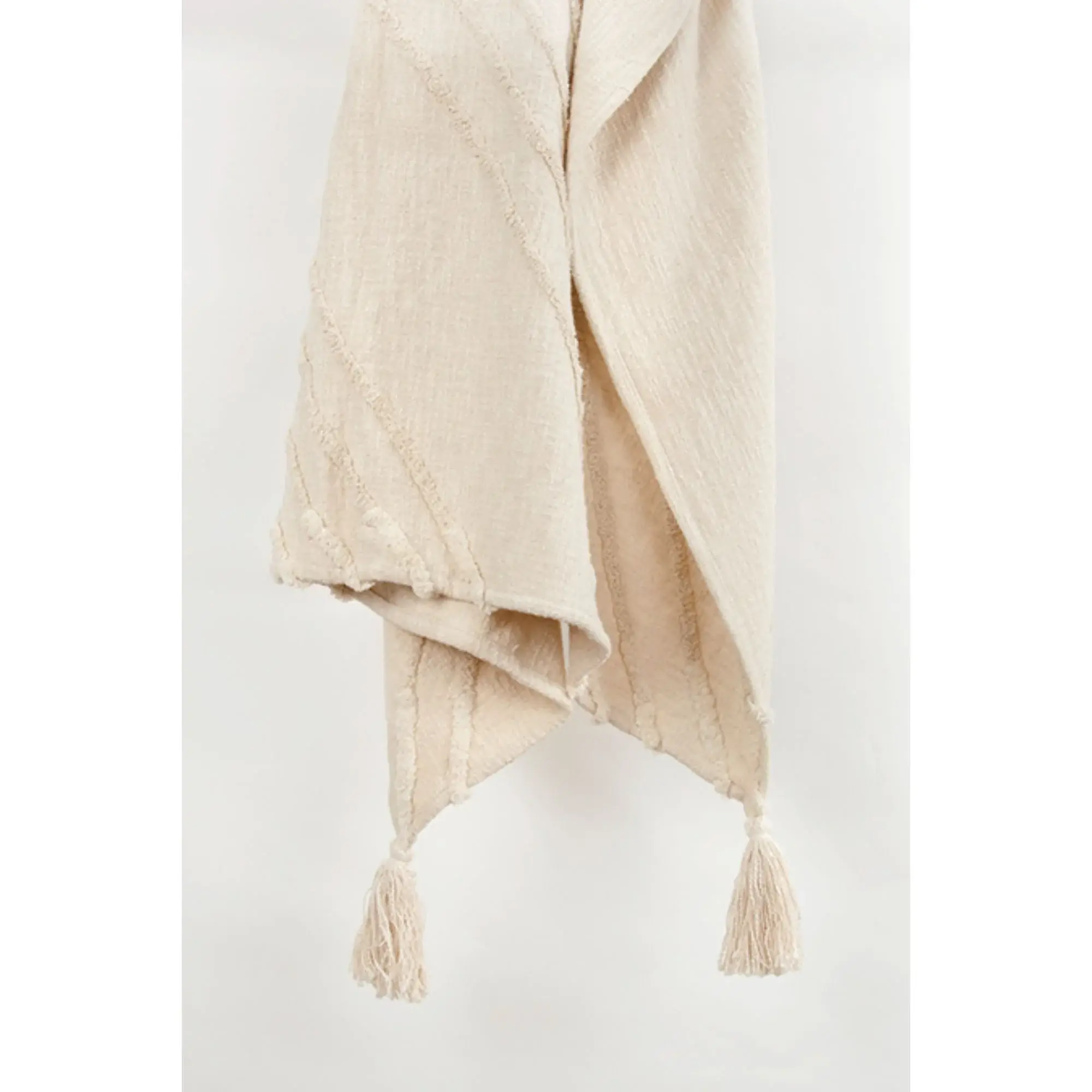 50" X 60" Natural Cotton Woven Geometric Throw Blanket with Tassels - Image 4