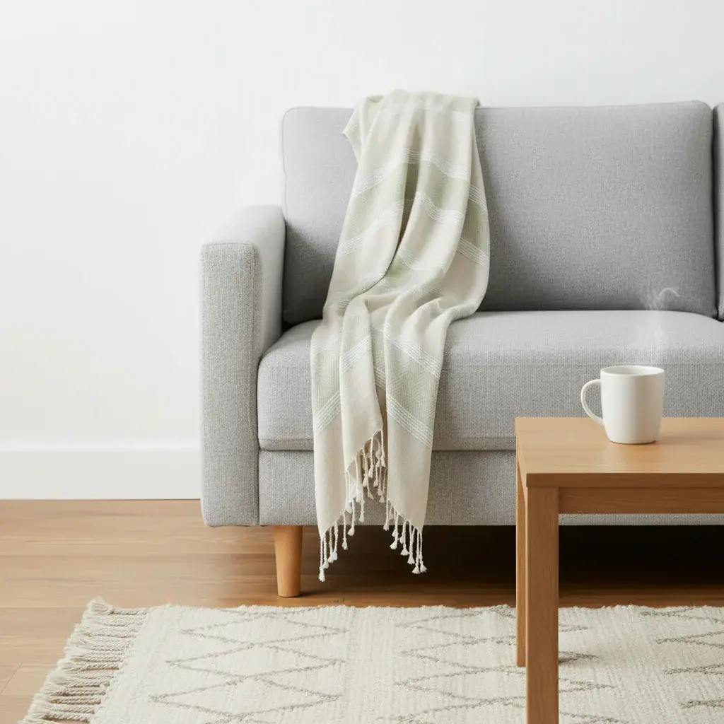 50" X 60" Natural Cotton Woven Striped Throw Blanket with Fringe