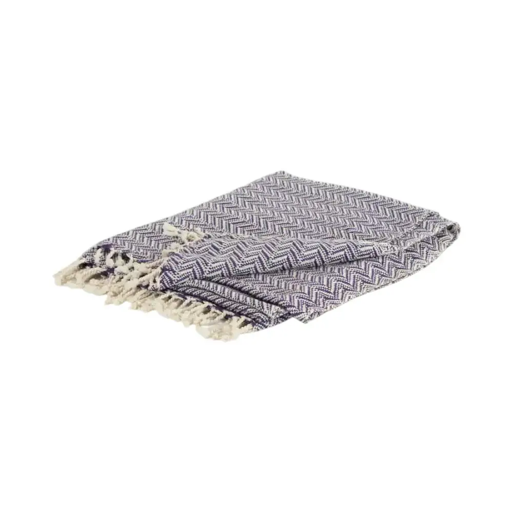 50" X 60" Purple Cotton Woven Chevron Throw Blanket with Fringe - Image 2