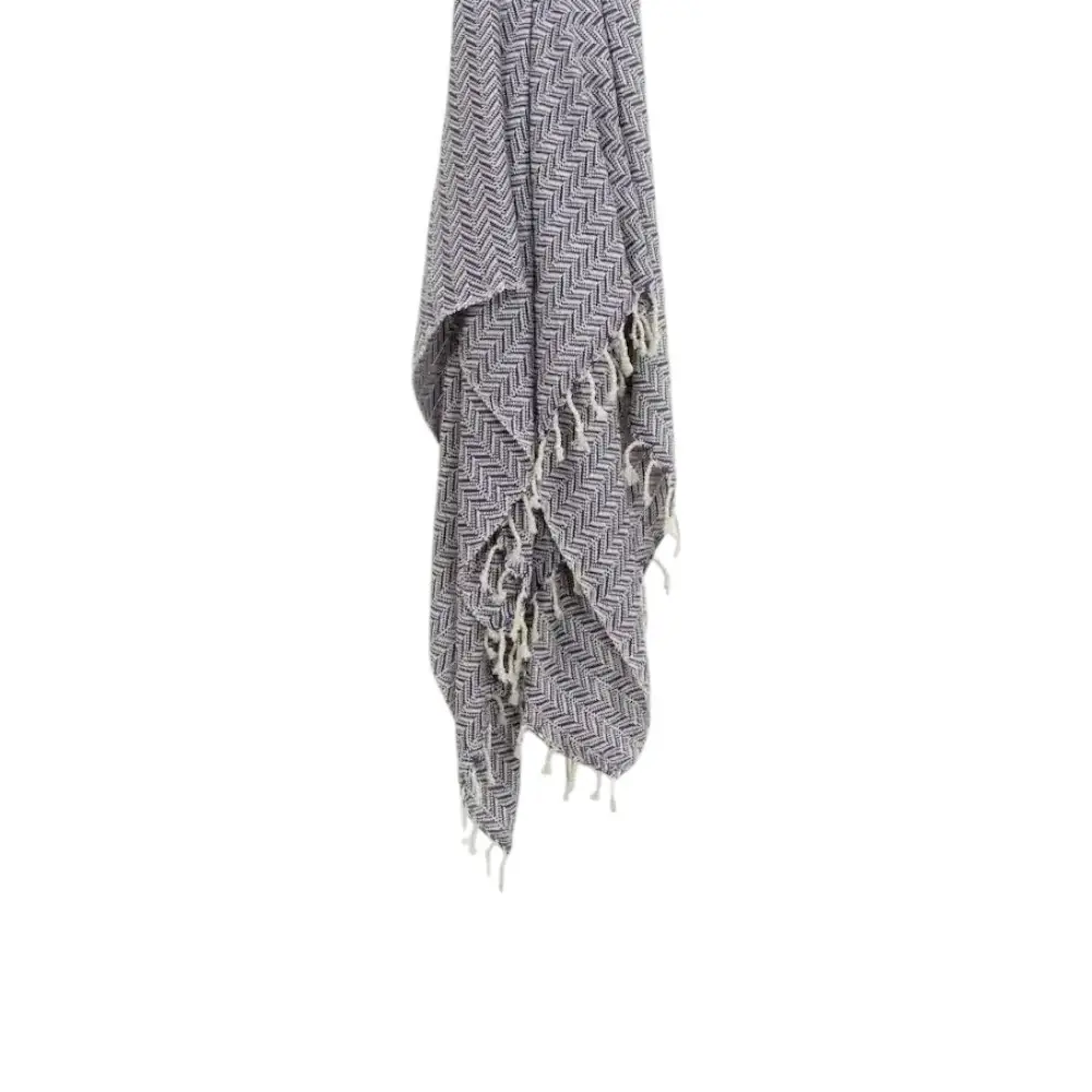 50" X 60" Purple Cotton Woven Chevron Throw Blanket with Fringe - Image 3
