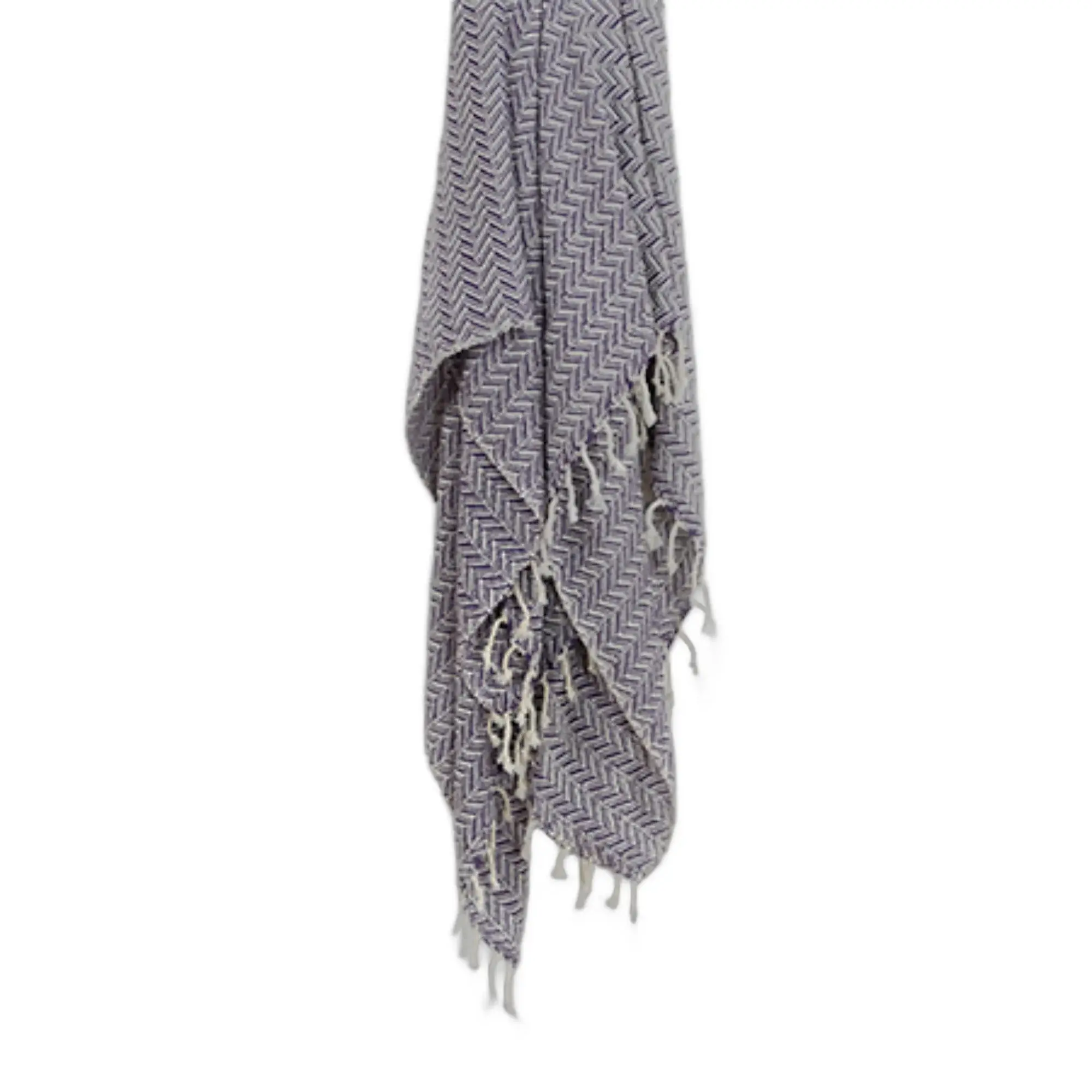 50" X 60" Purple Cotton Woven Chevron Throw Blanket with Fringe - Image 4