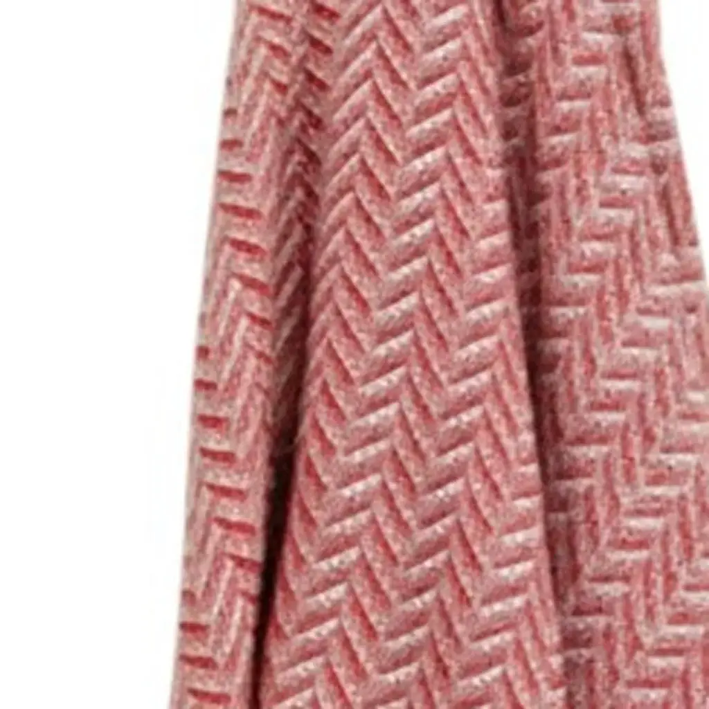 50" X 60" Red Cotton Woven Chevron Throw Blanket with Fringe - Image 3