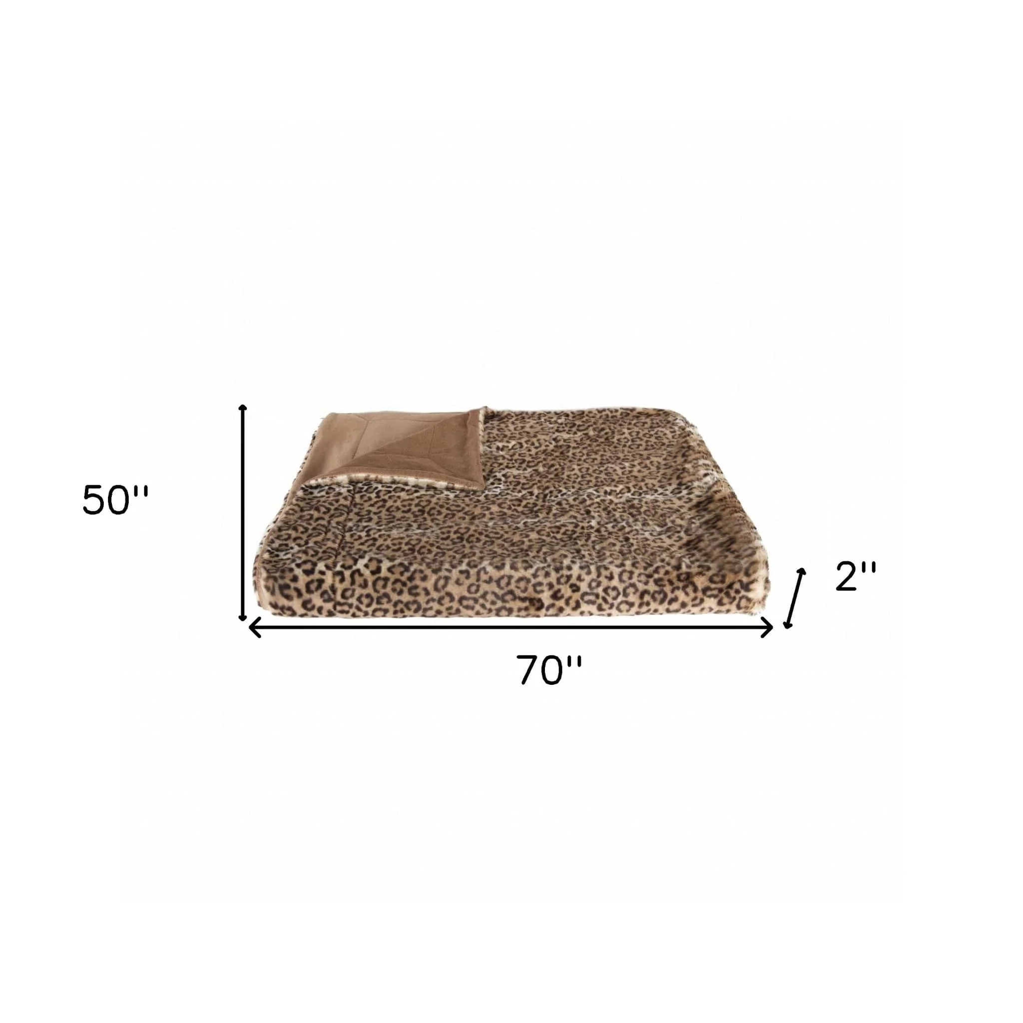 50" X 70" Brown and Black Faux Fur Leopard Plush Throw Blanket - Image 8
