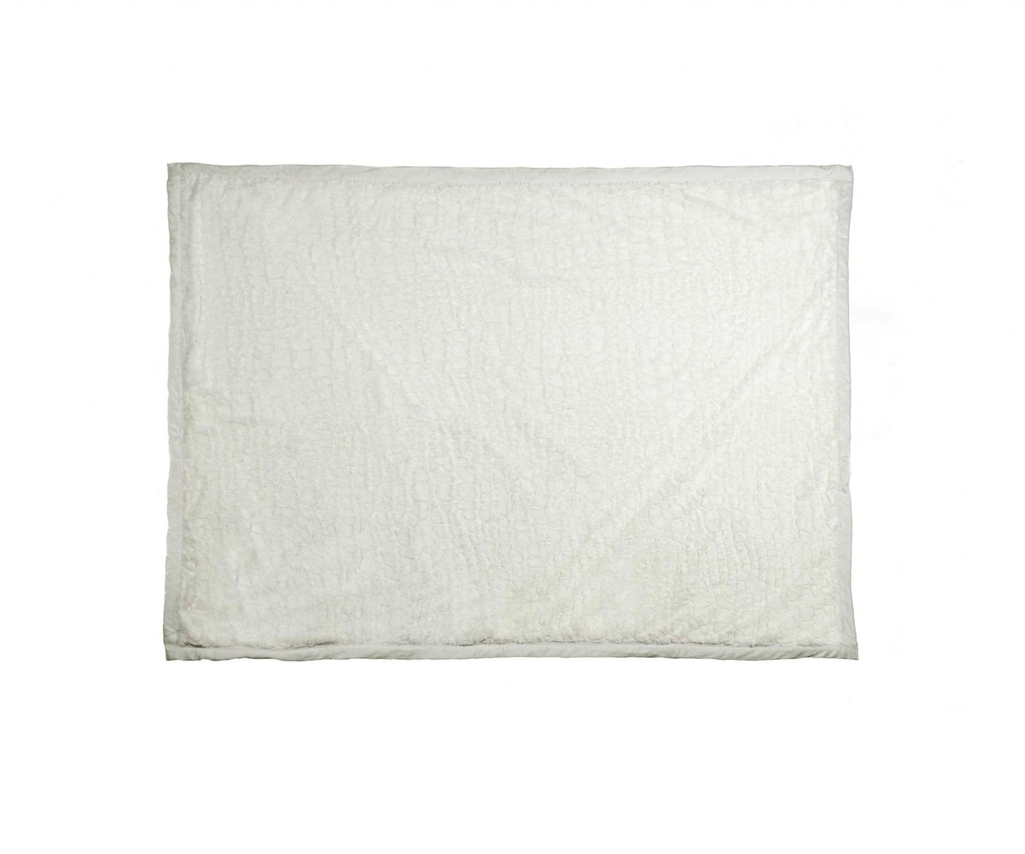 50" X 70" Ivory Faux Fur Plush Throw Blanket with Embroidery - Image 3